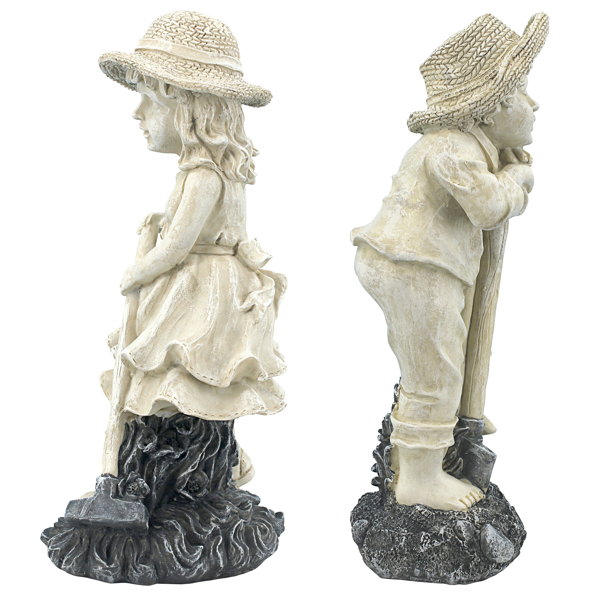 Toscano Set of 2 Young Gardener Rebecca and Samuel Statues - Medium