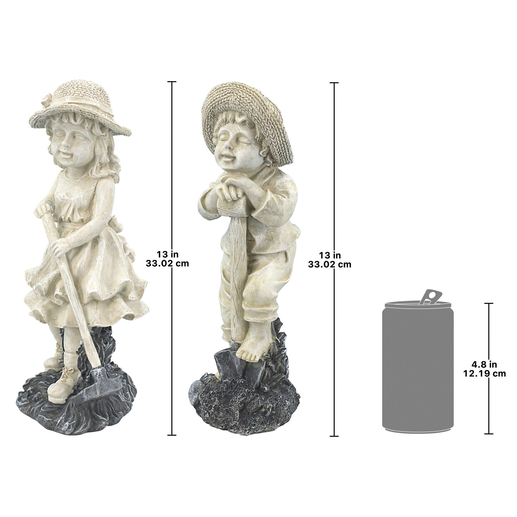 Toscano Set of 2 Young Gardener Rebecca and Samuel Statues - Medium