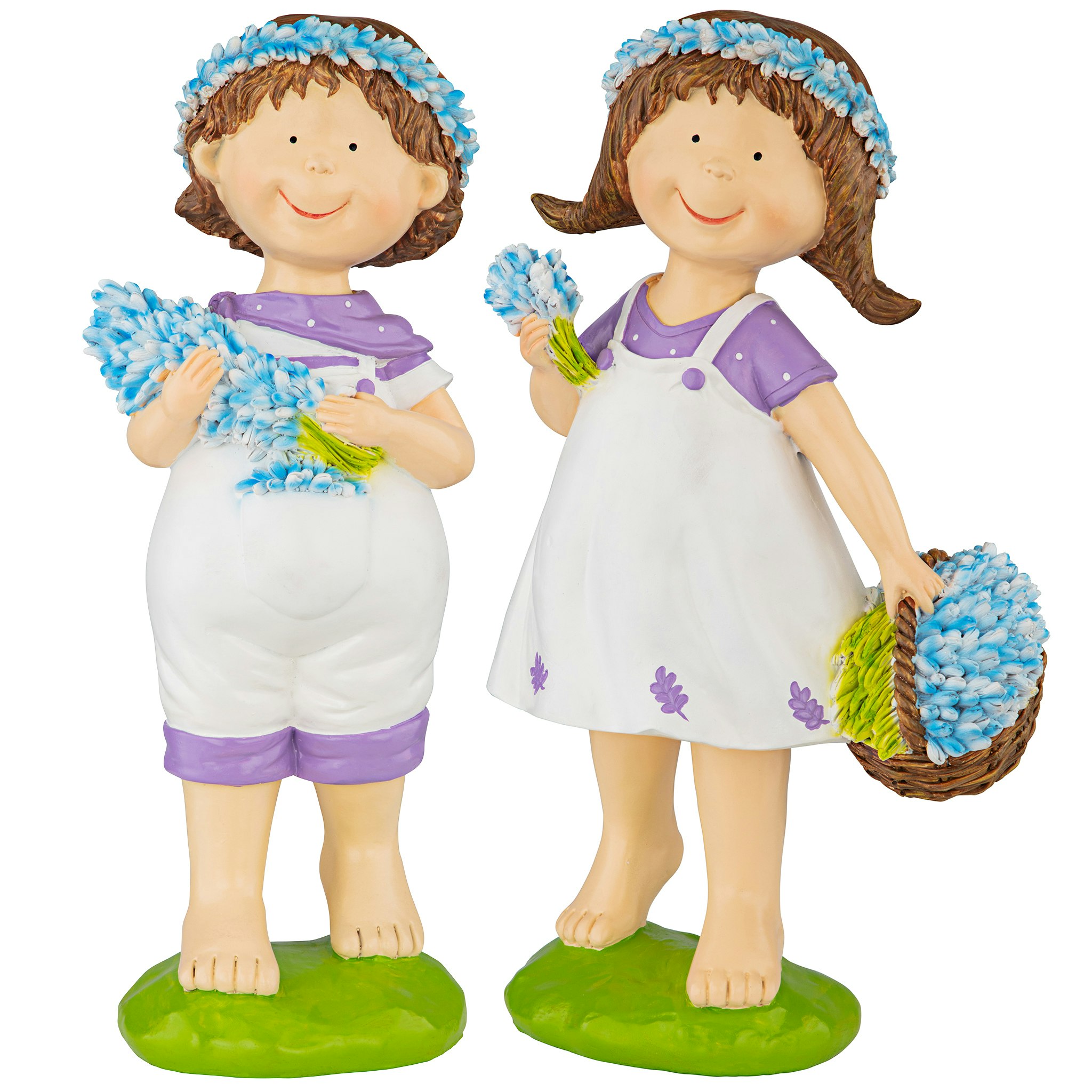 Toscano - Set of 2 Bluebonnet Twins Springtime Children Garden Statues