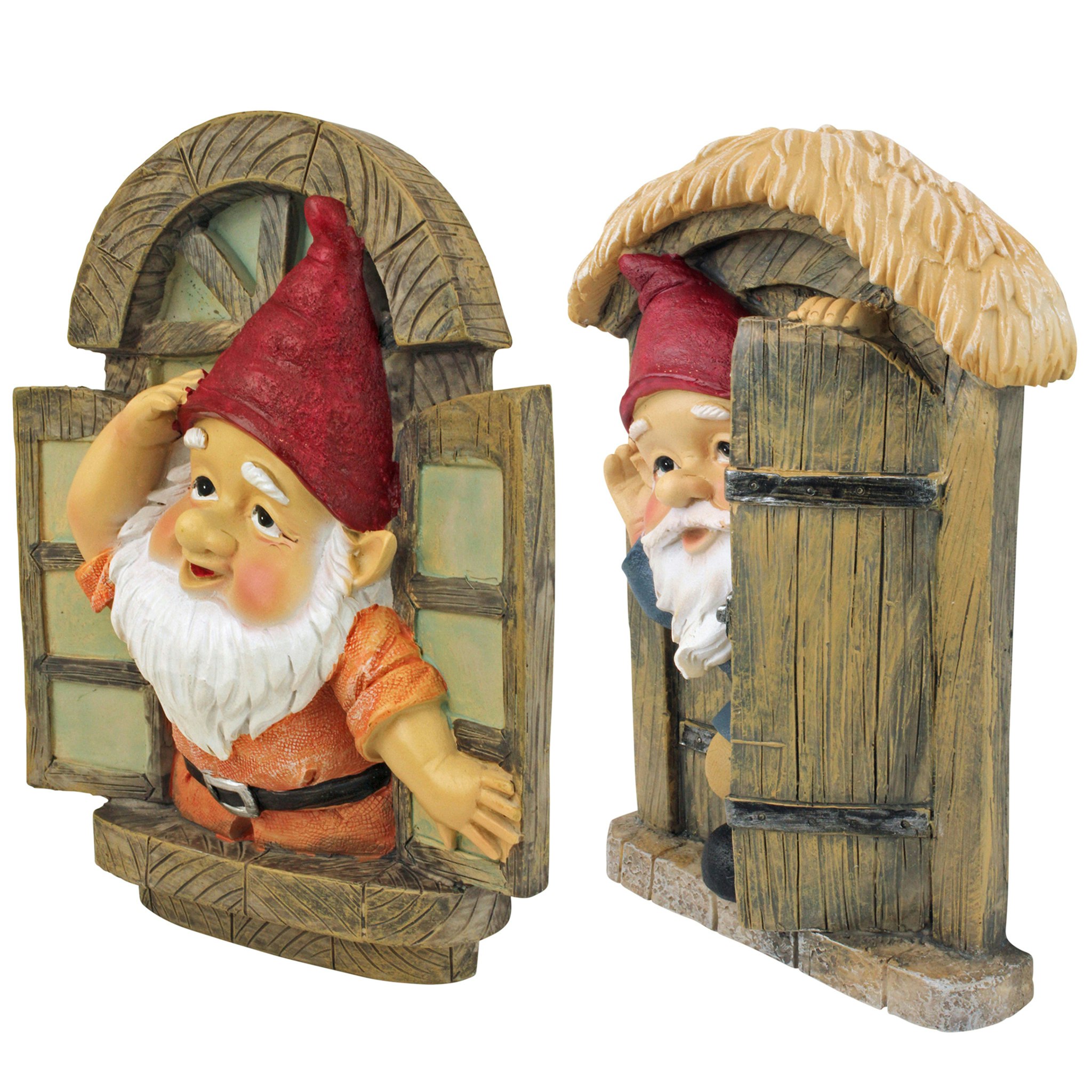 Toscano The Knothole Gnomes Garden Welcome Tree Sculpture - Window  Door Gnomes