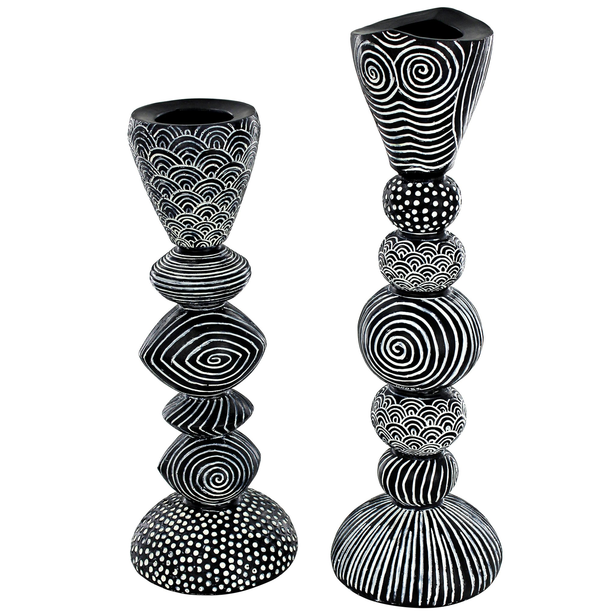 Toscano - Set of 2 Tribal Funk Contemporary Candleholder