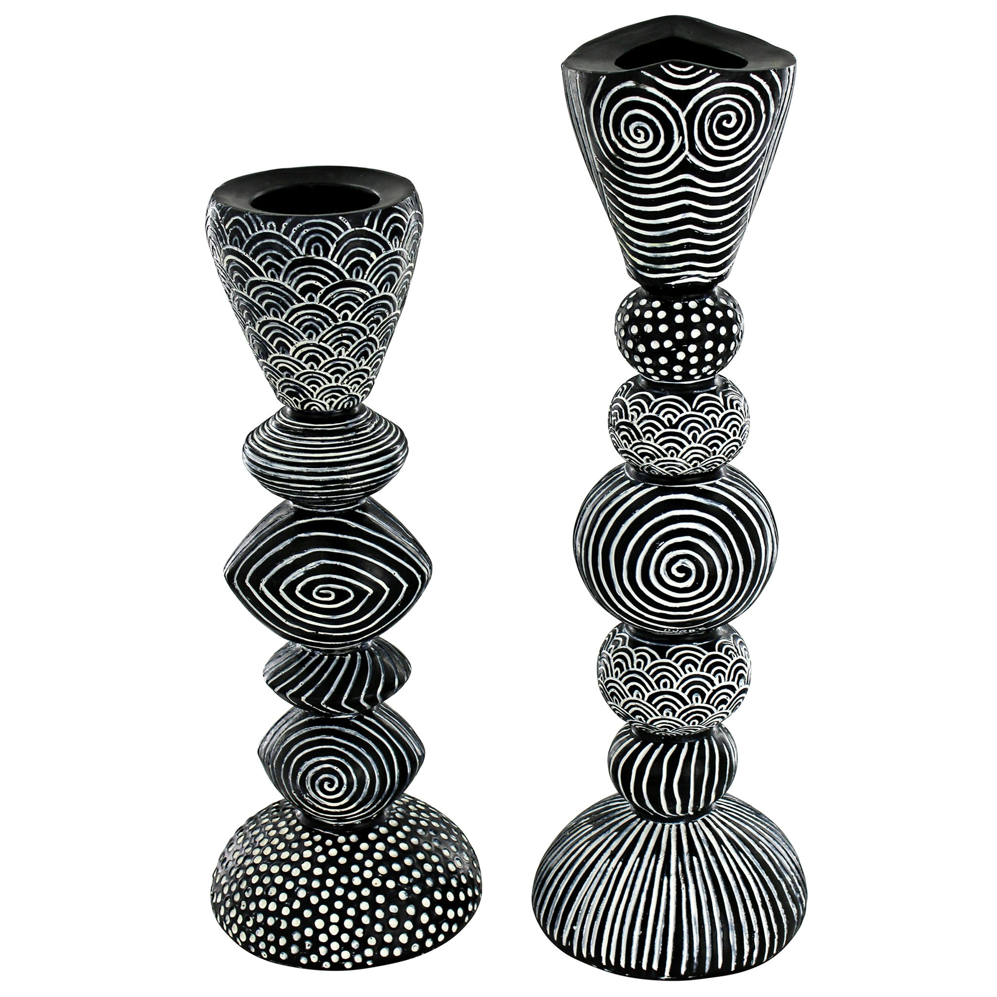 Toscano - Set of 2 Tribal Funk Contemporary Candleholder