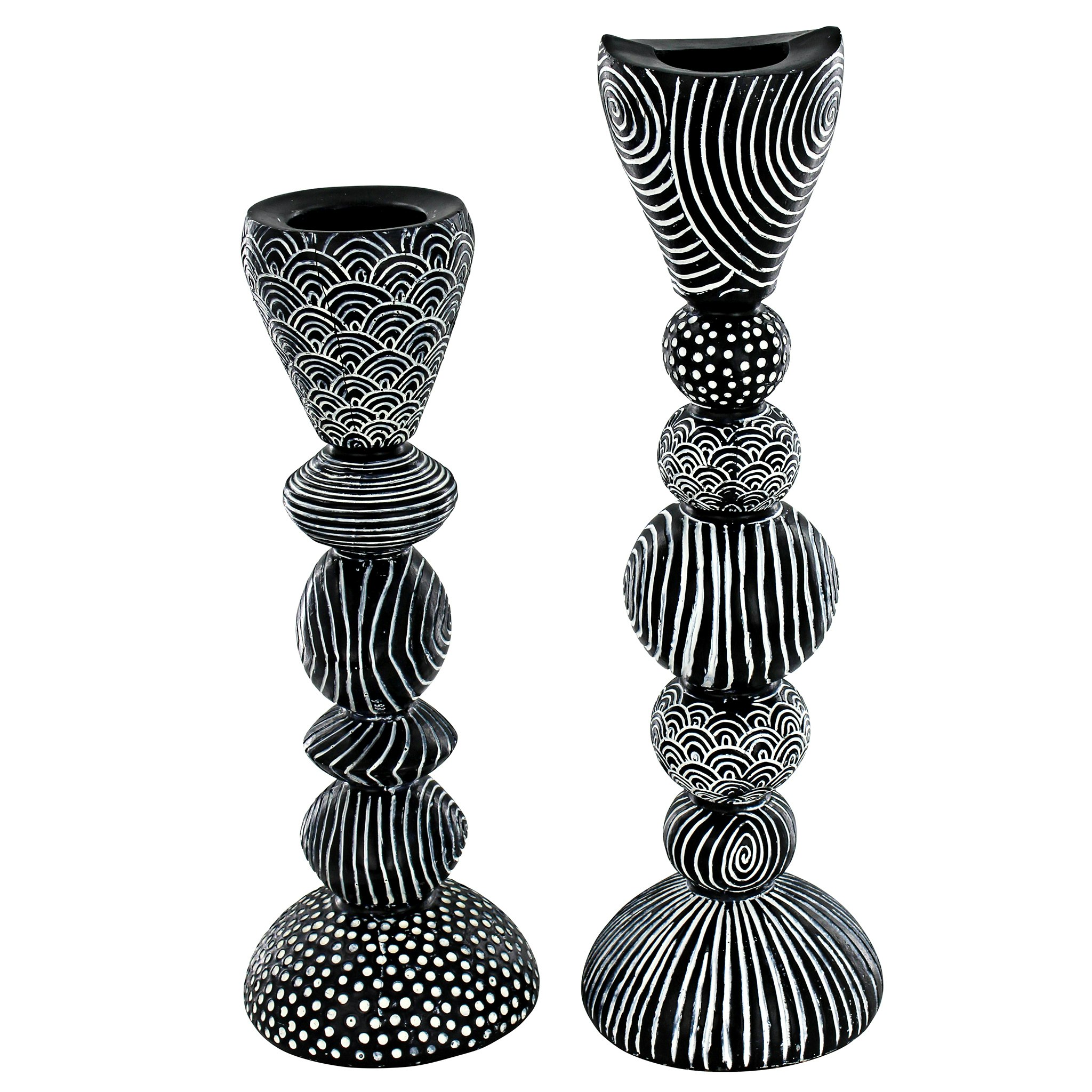 Toscano - Set of 2 Tribal Funk Contemporary Candleholder