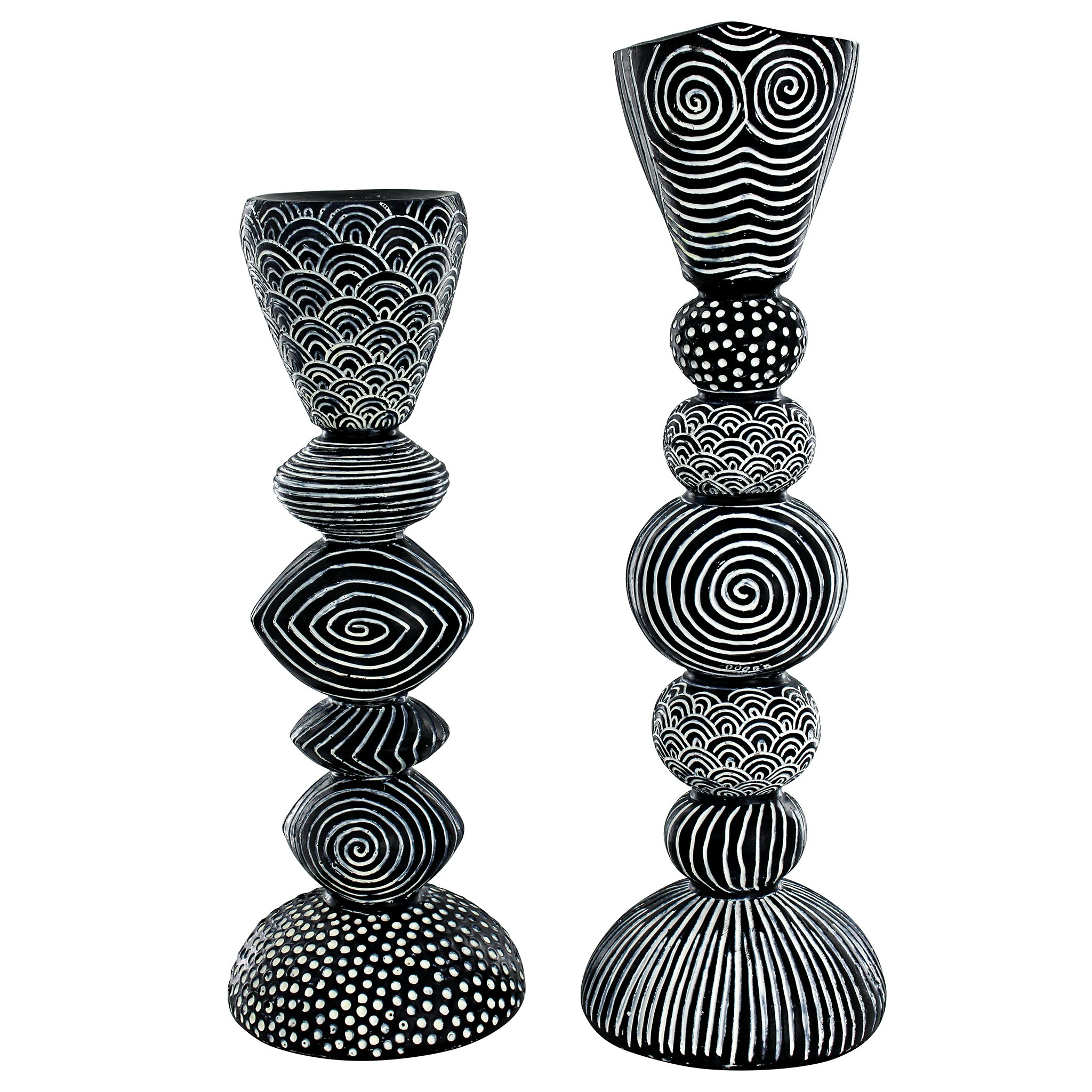 Toscano - Set of 2 Tribal Funk Contemporary Candleholder