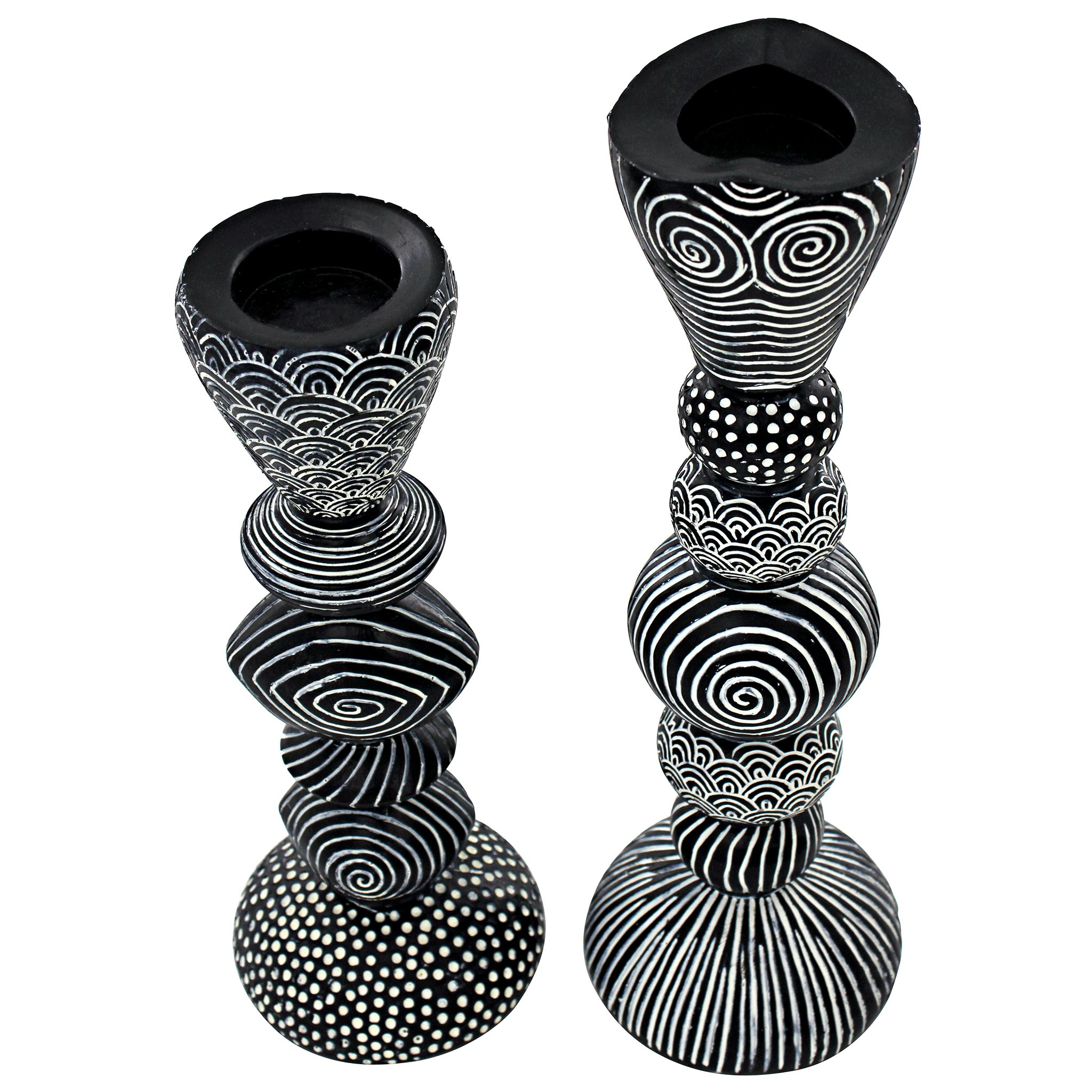 Toscano - Set of 2 Tribal Funk Contemporary Candleholder