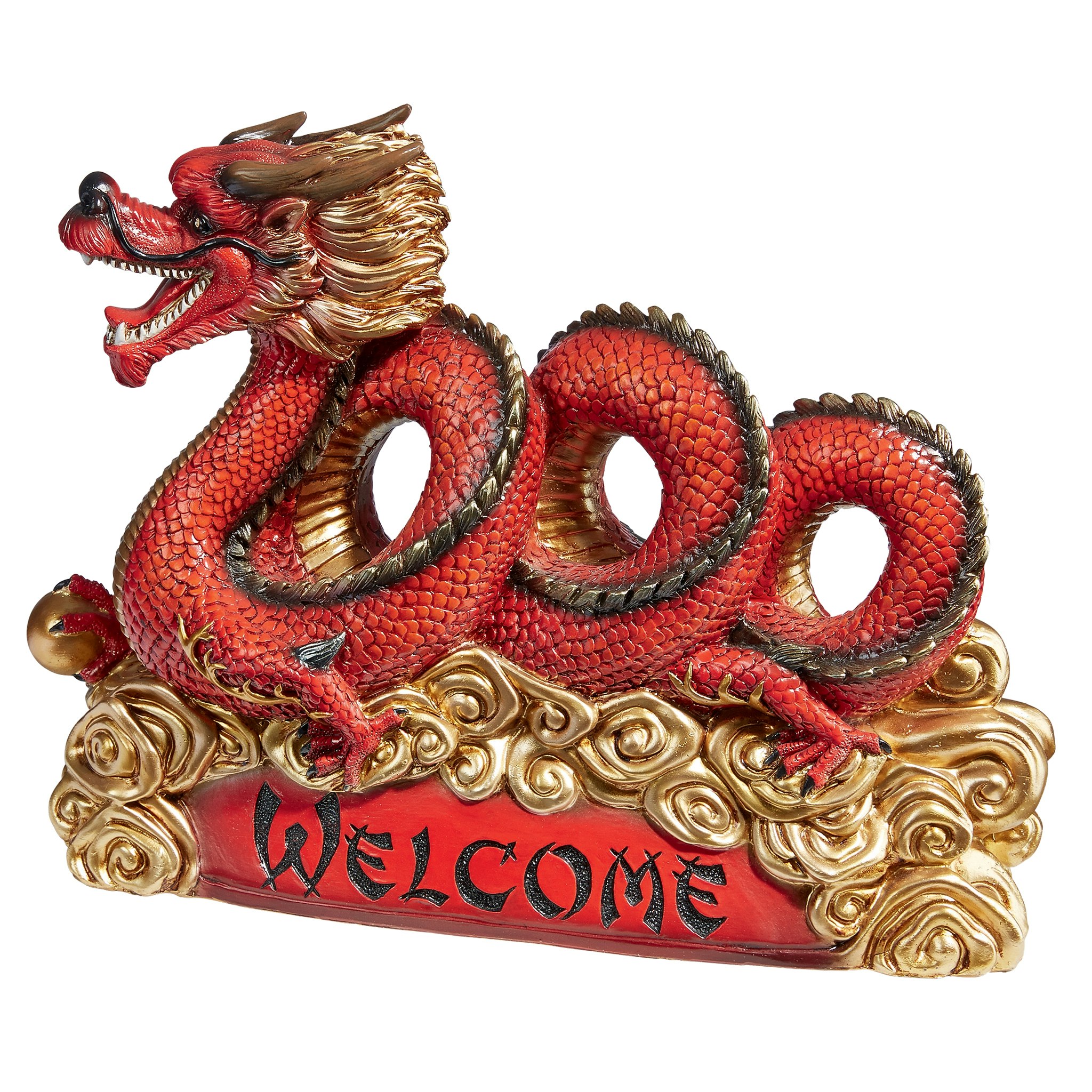 Toscano - Asian Zen Dragon Garden Welcome Sign Statue