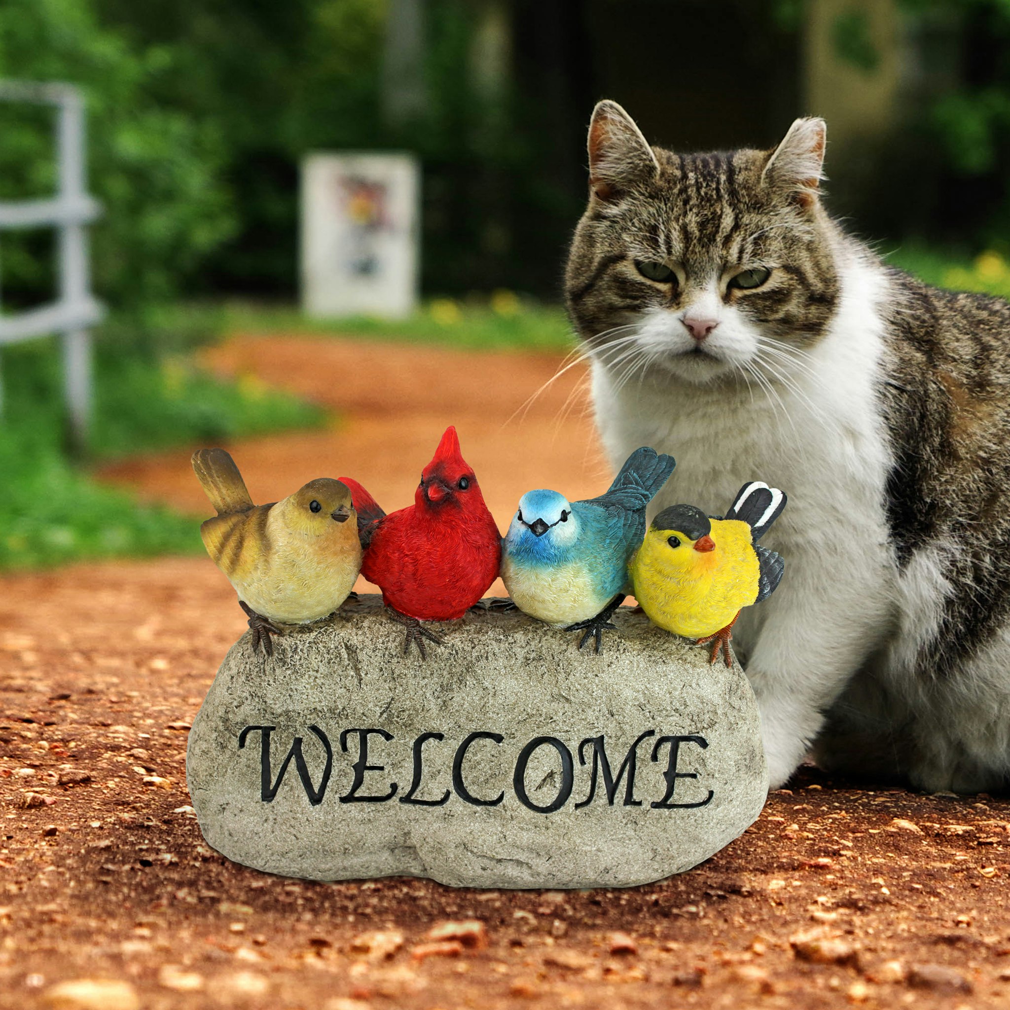 Toscano - Birdy Welcome Sign Garden Statue