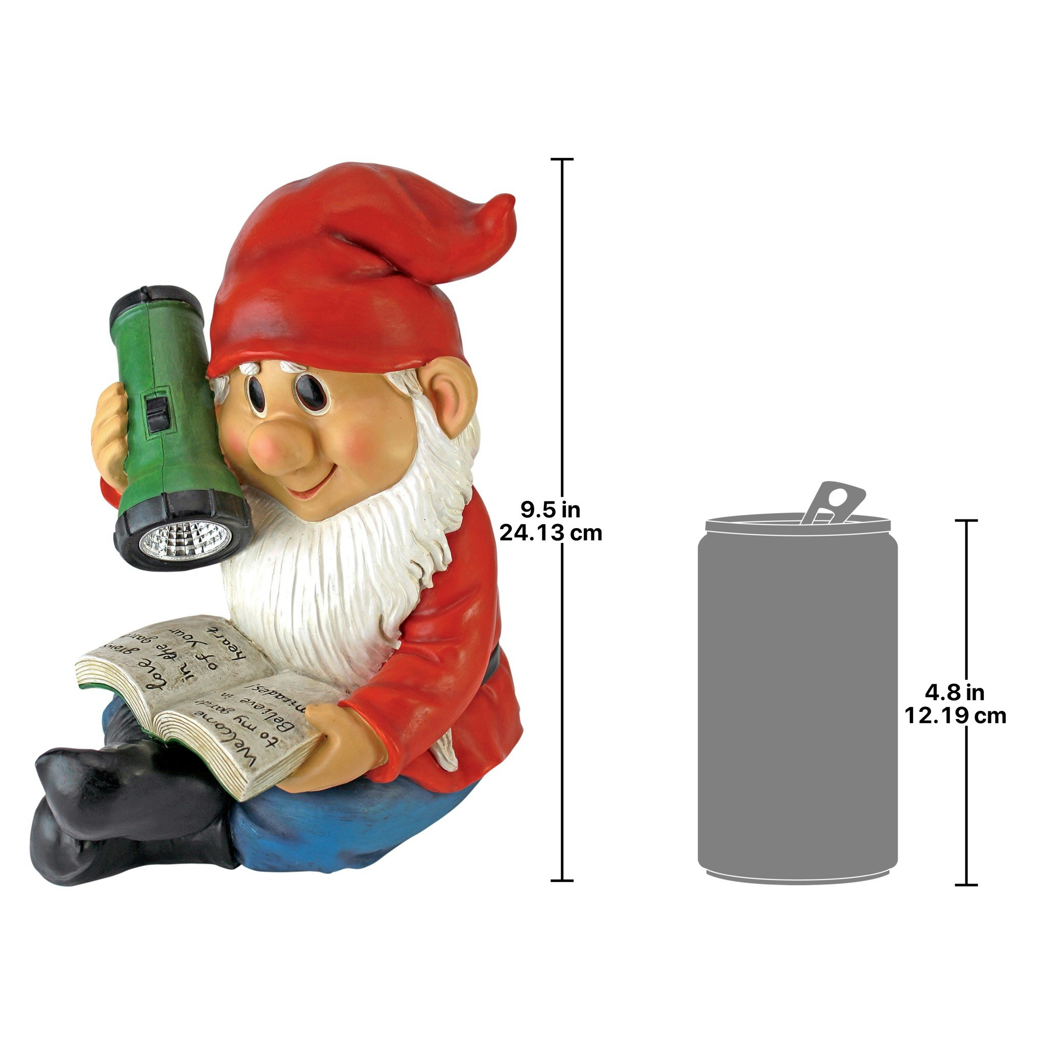 Toscano - Flashlight Freddie Solar Garden Gnome Statue