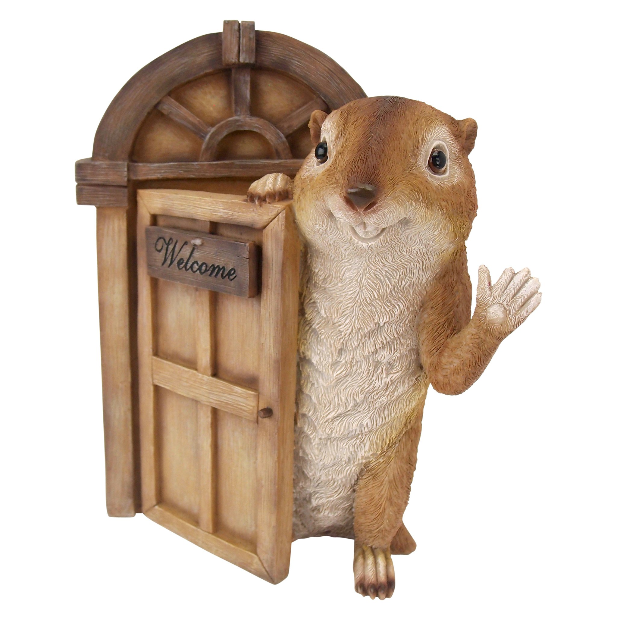 Toscano - Garden Greetings Squirrel Welcome Sign Tree House Door Sculpture