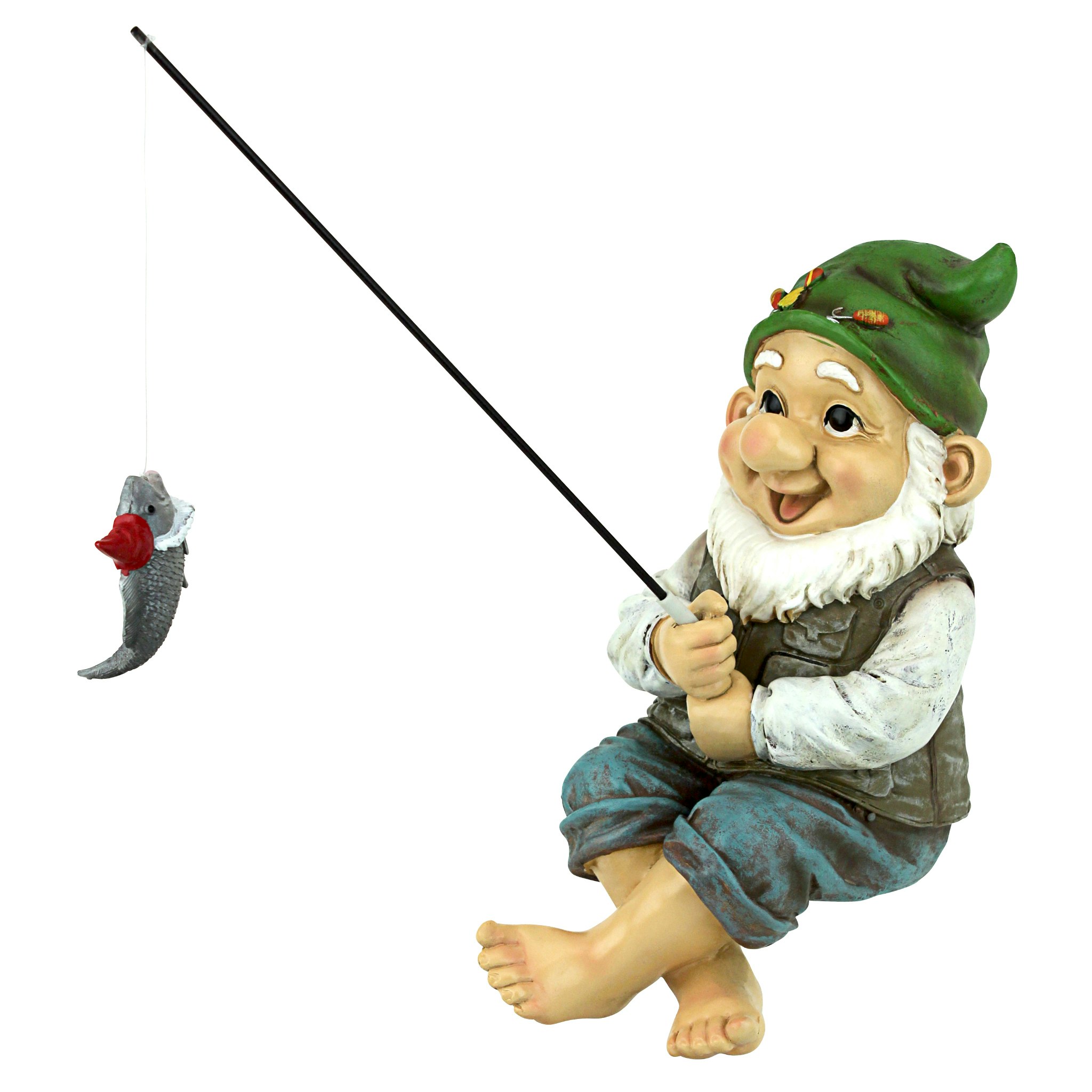 Toscano - Ziggy the Fishing Gnome Garden Sitter Statue