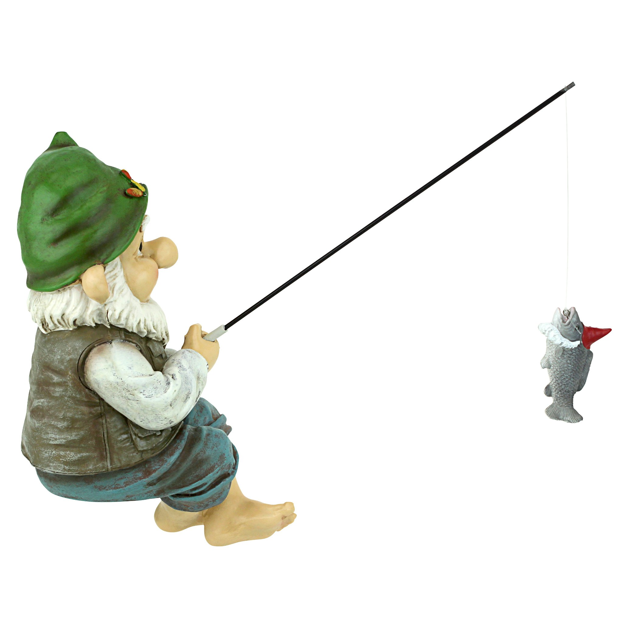 Toscano - Ziggy the Fishing Gnome Garden Sitter Statue