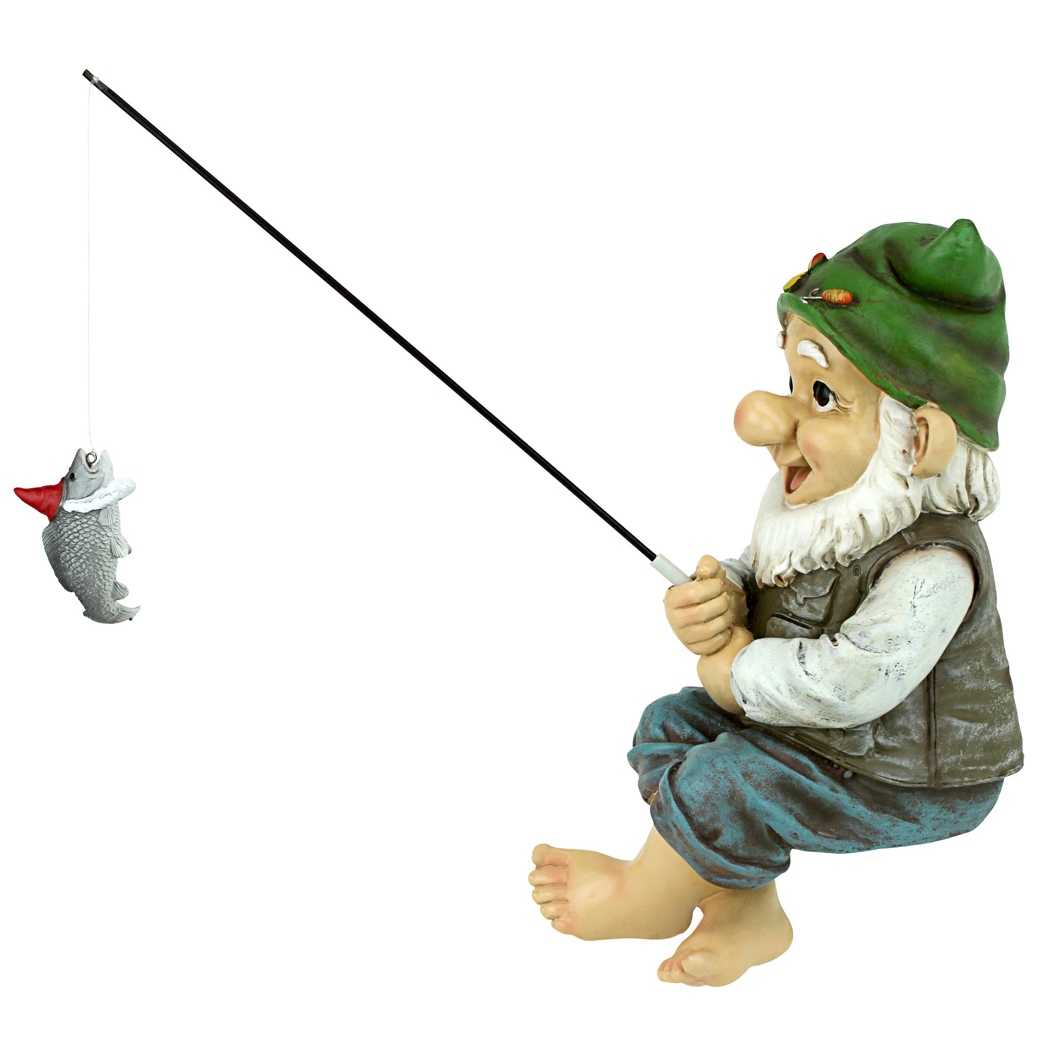 Toscano - Ziggy the Fishing Gnome Garden Sitter Statue