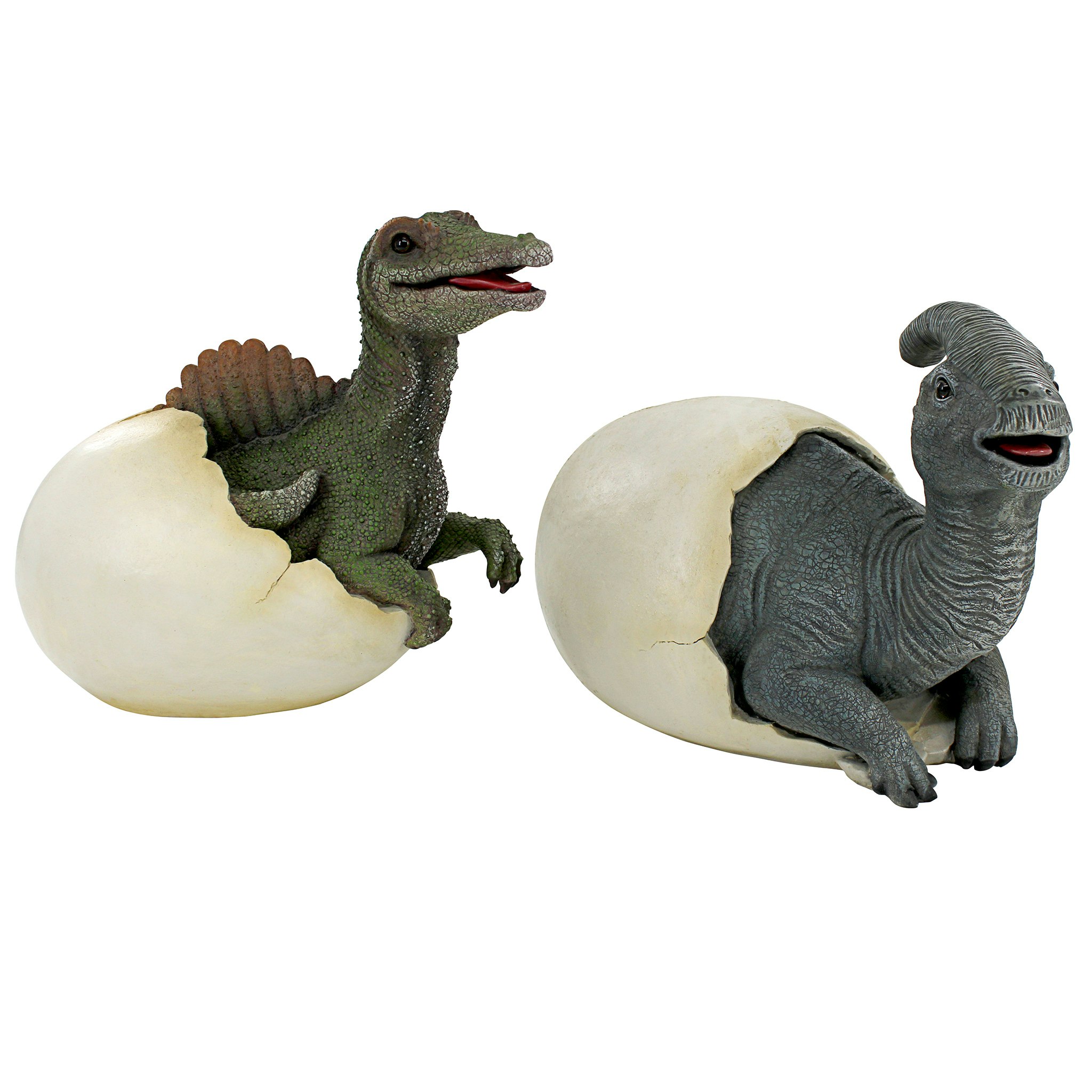 Toscano - Set of 2 Prehistoric Dinosaur Egg Hatchling Garden Statues