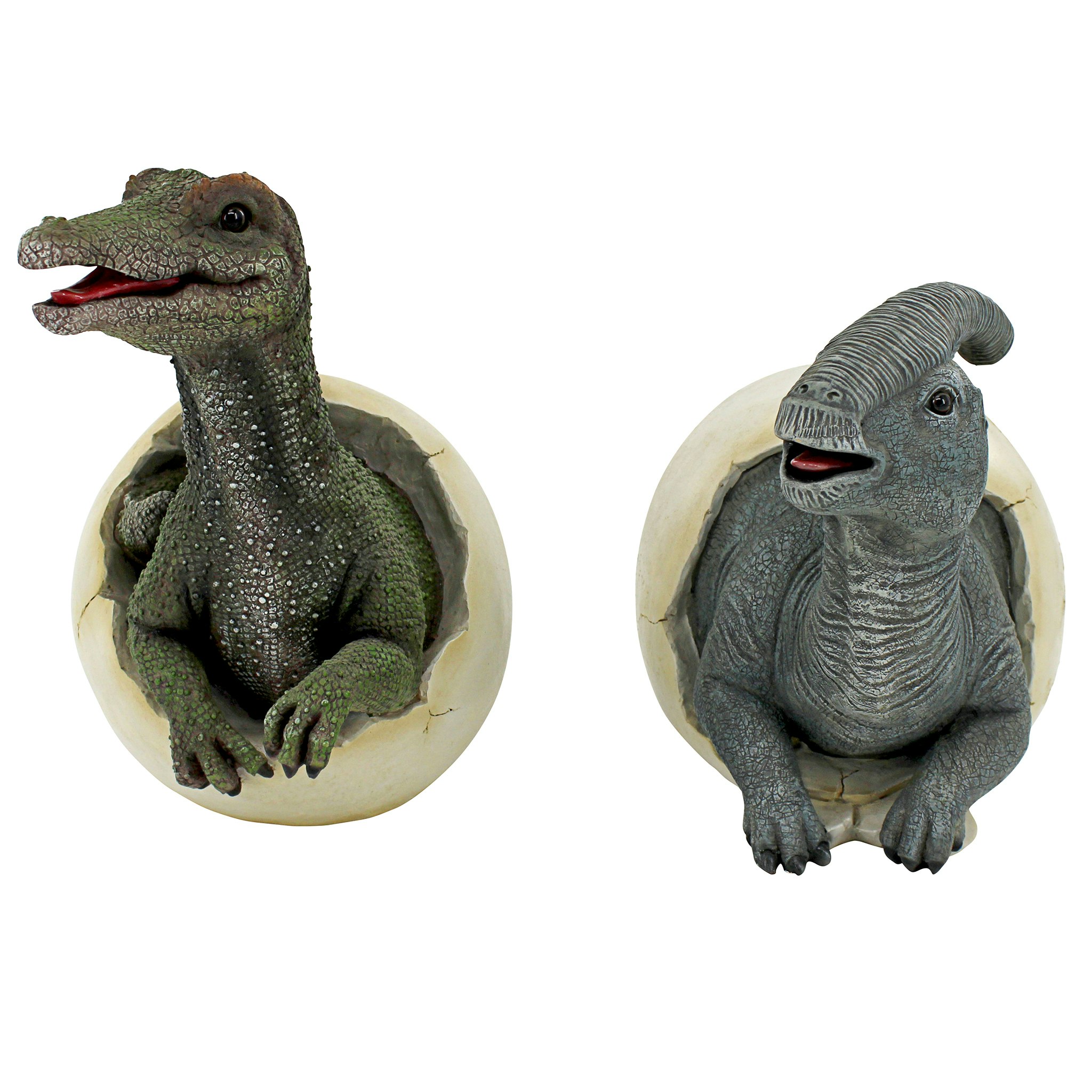 Toscano - Set of 2 Prehistoric Dinosaur Egg Hatchling Garden Statues