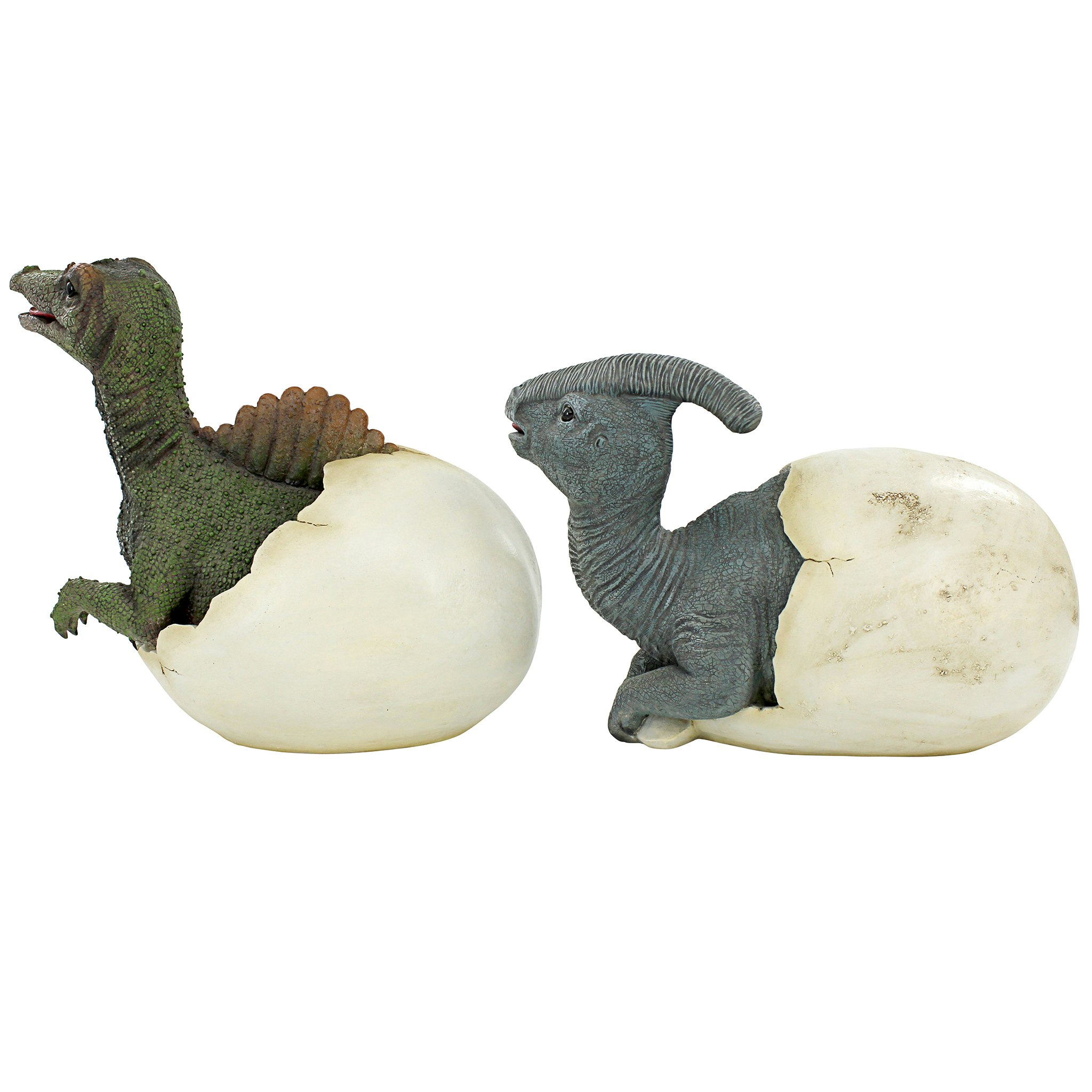 Toscano - Set of 2 Prehistoric Dinosaur Egg Hatchling Garden Statues