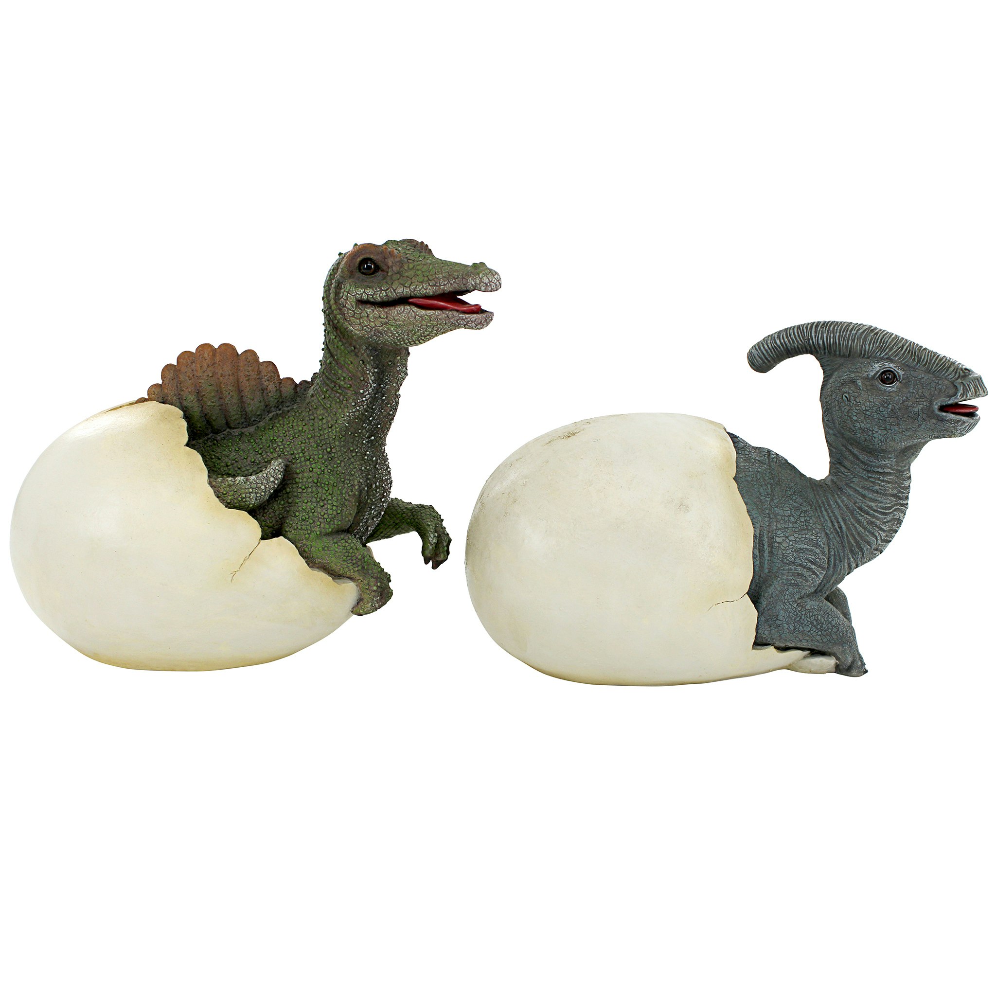 Toscano - Set of 2 Prehistoric Dinosaur Egg Hatchling Garden Statues