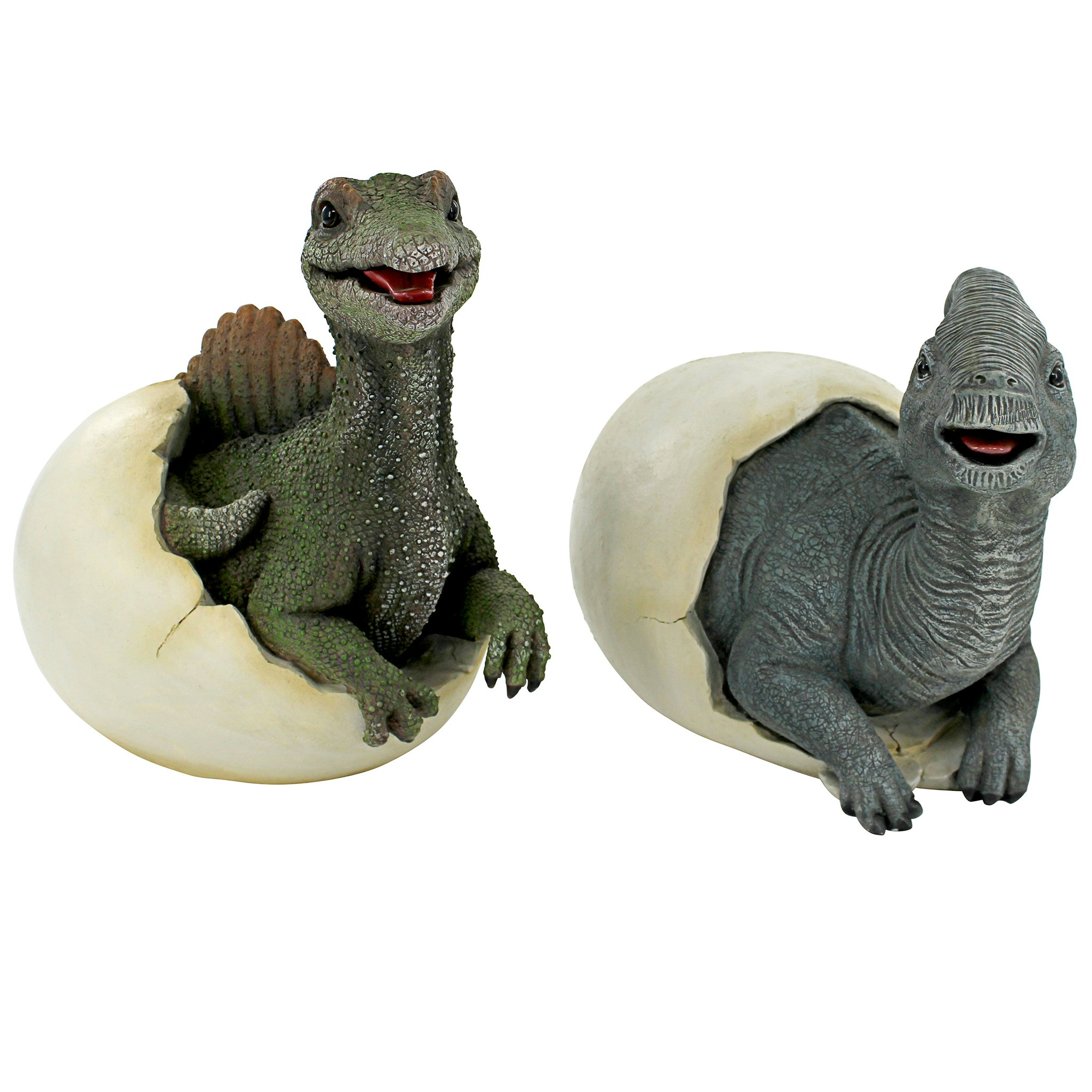 Toscano - Set of 2 Prehistoric Dinosaur Egg Hatchling Garden Statues