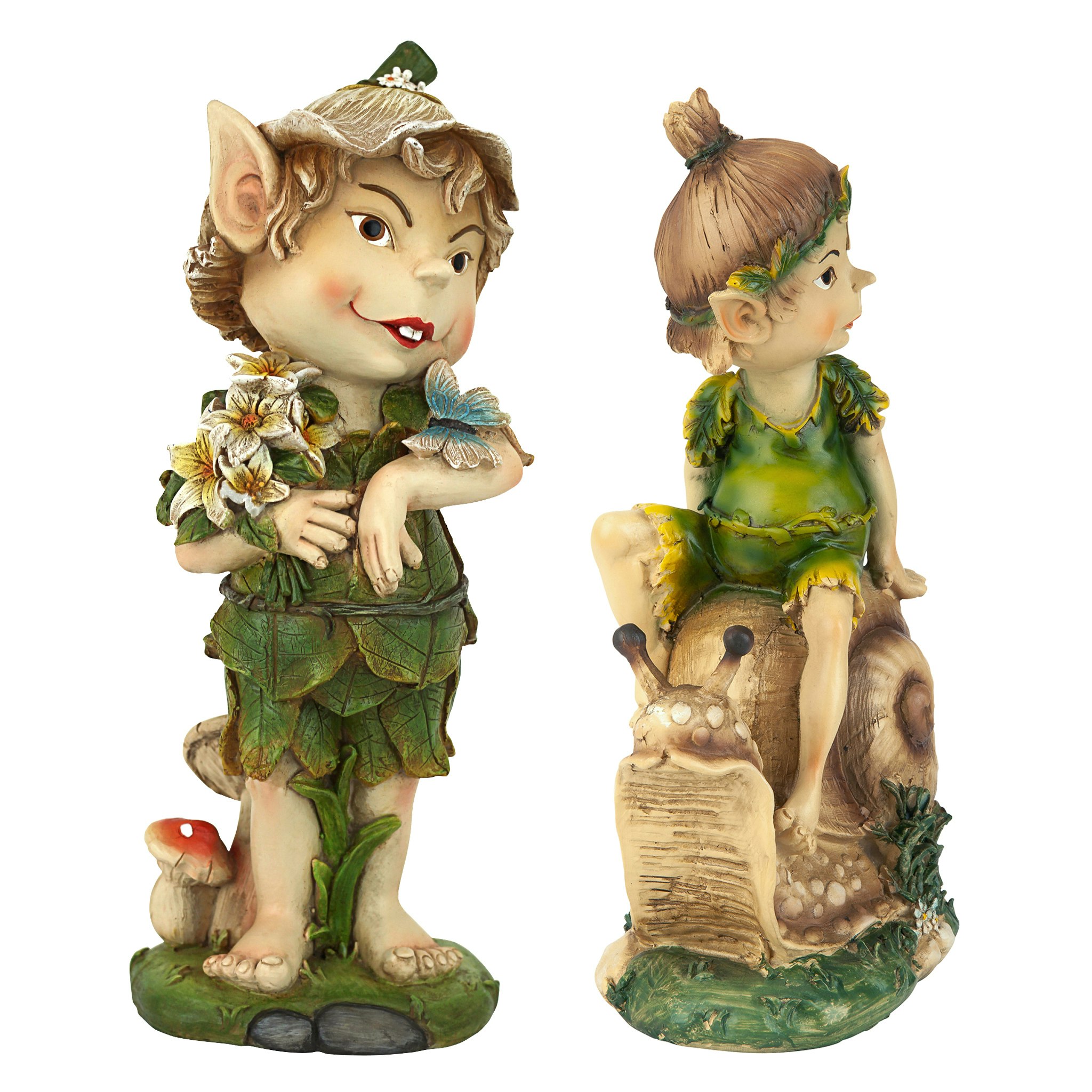 Toscano - Set of 2 Pixie Pete Elfin Gnome Garden Statues