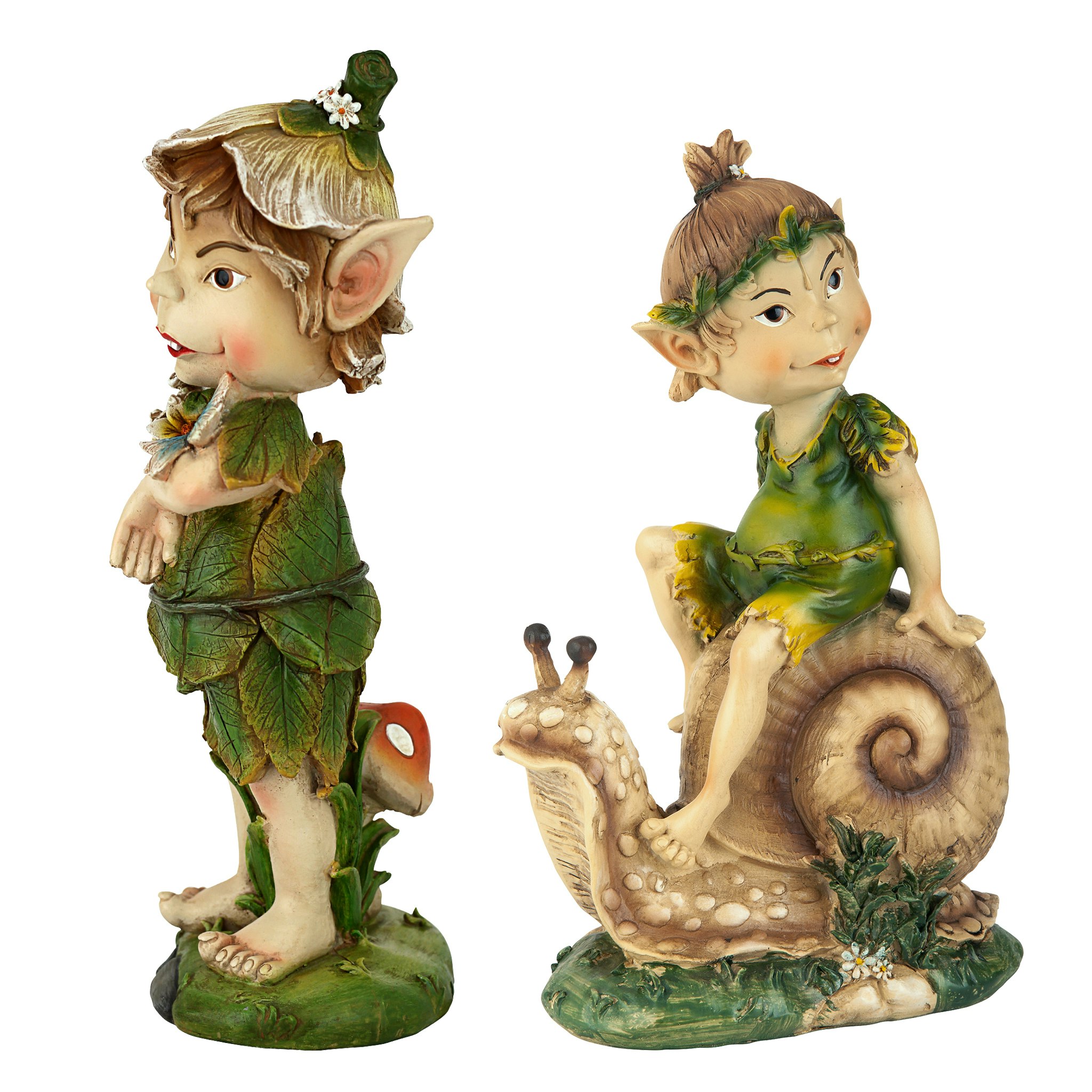 Toscano - Set of 2 Pixie Pete Elfin Gnome Garden Statues