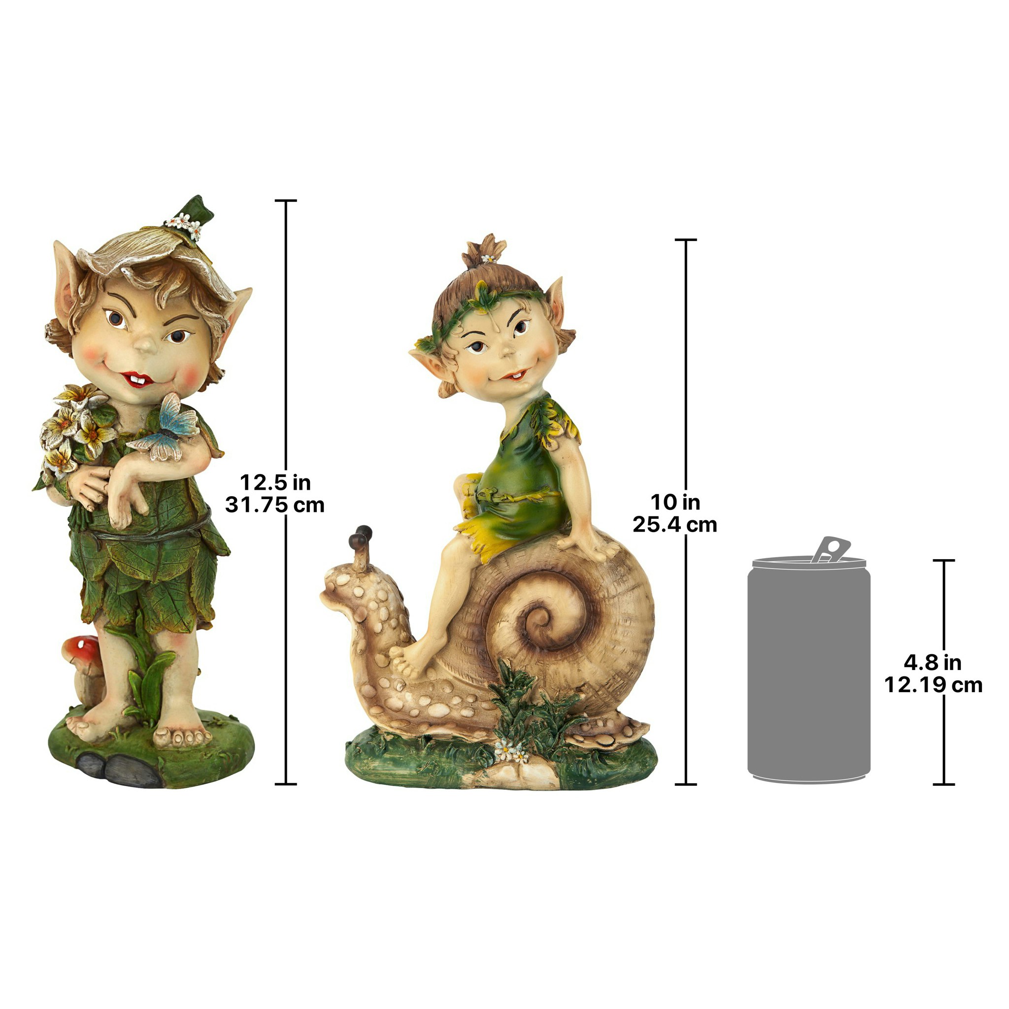 Toscano - Set of 2 Pixie Pete Elfin Gnome Garden Statues