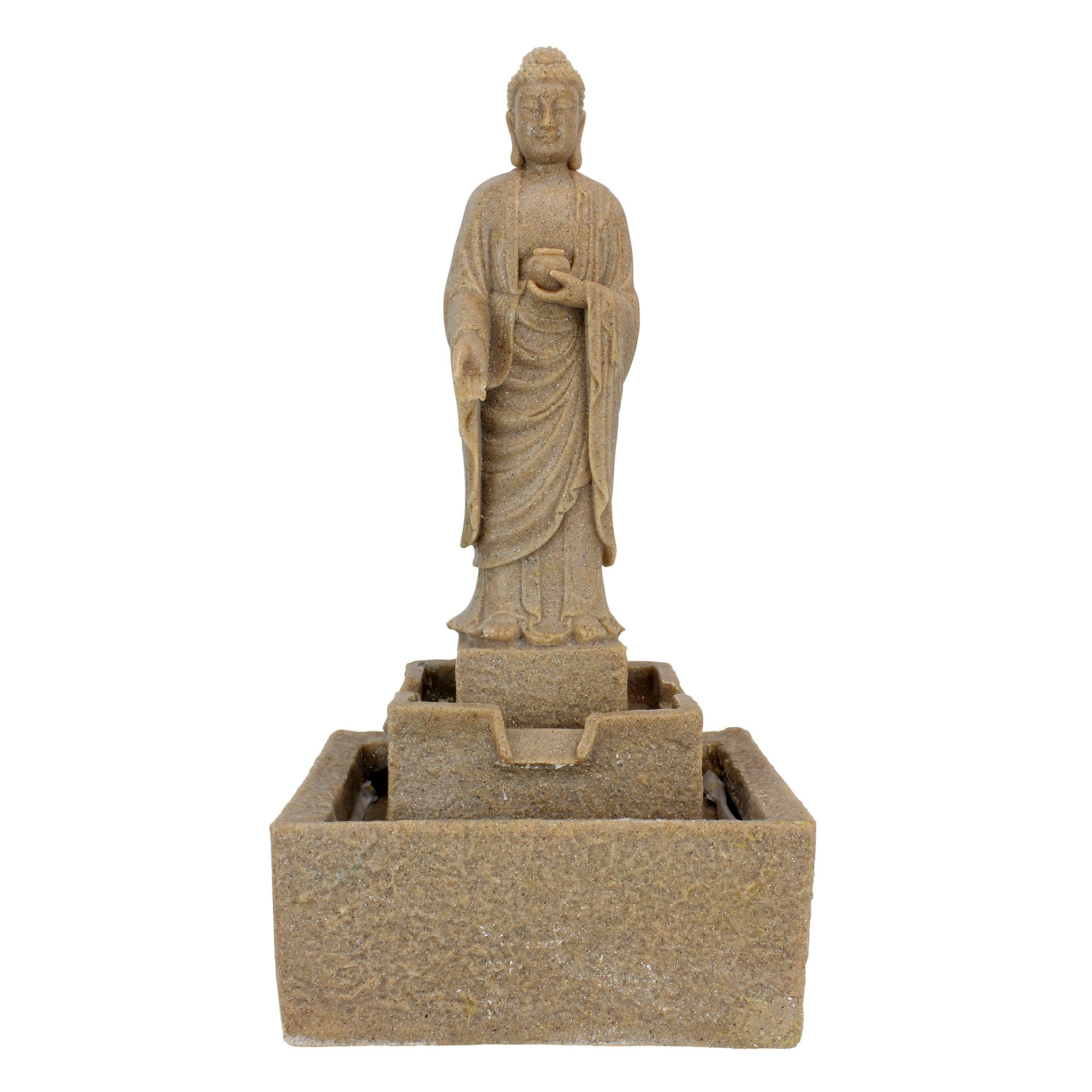 Toscano Earth Witness Buddha Illuminated Medium Garden Fountain