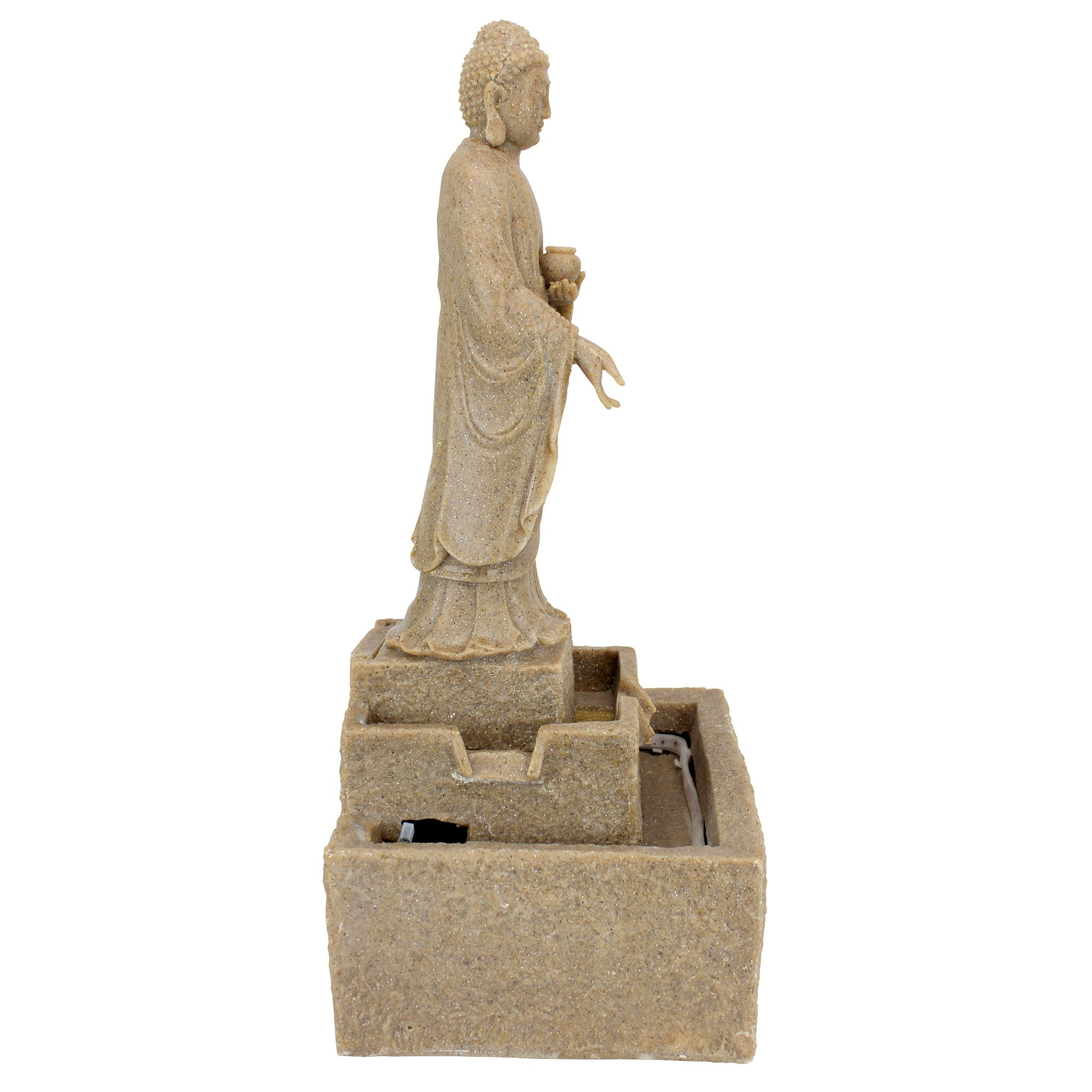 Toscano Earth Witness Buddha Illuminated Medium Garden Fountain