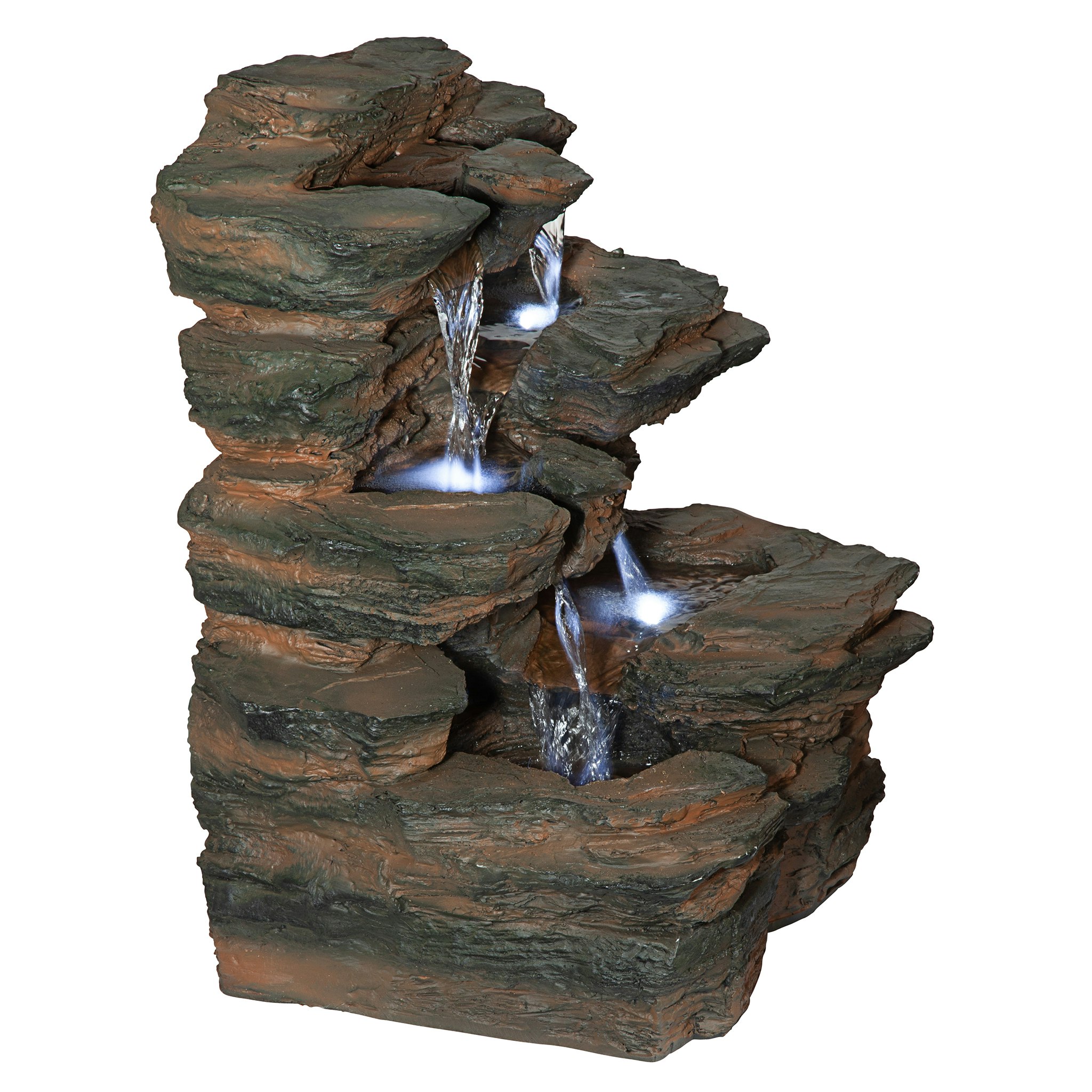 Toscano - Ramrod Bluffs Cascading Waterfall Illuminated Tabletop Fountain