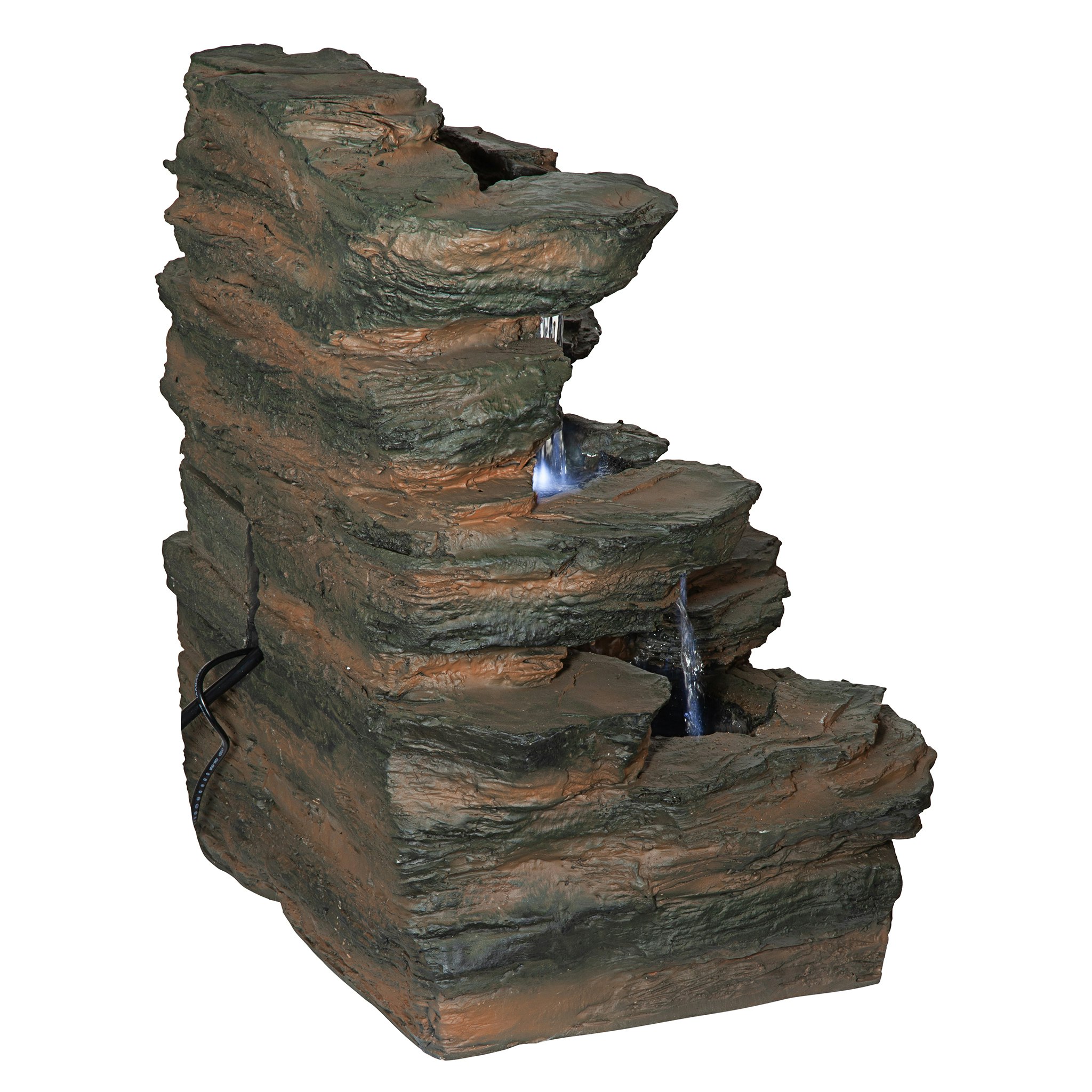 Toscano - Ramrod Bluffs Cascading Waterfall Illuminated Tabletop Fountain