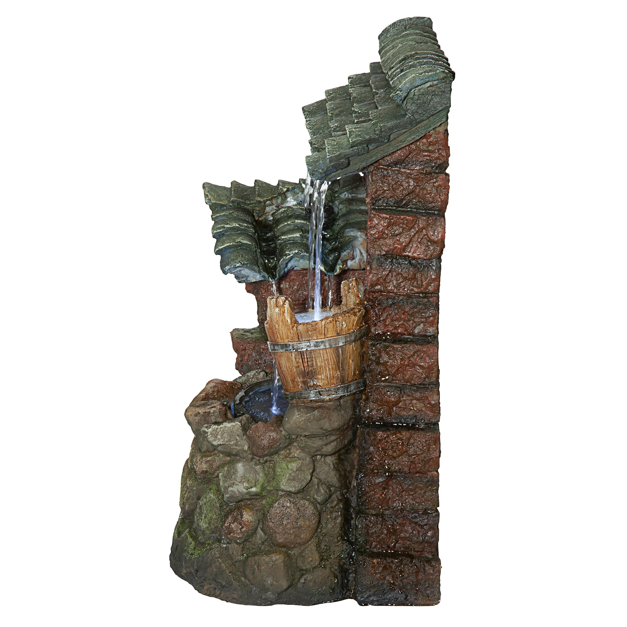 Toscano - Cottage in the Forest Cascading Waterfall Illuminated Tabletop Fountain