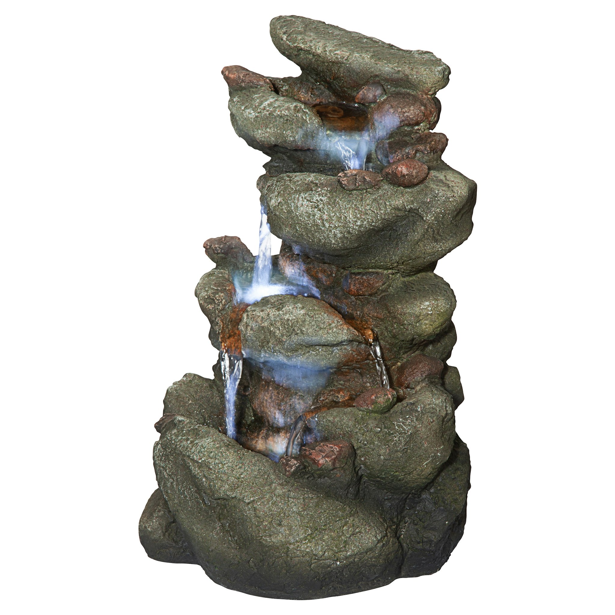 Toscano - Rocky Range Pass Cascading Waterfall Illuminated Tabletop Fountain