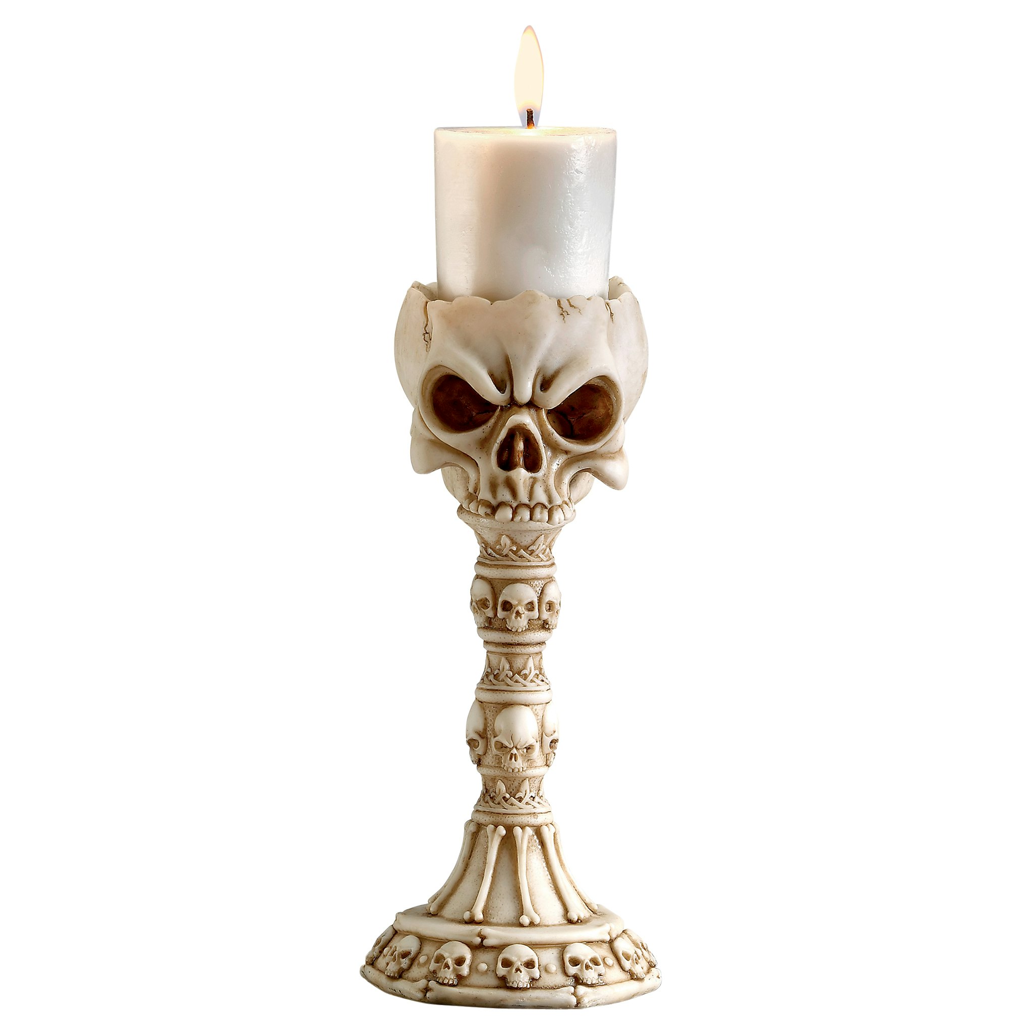 Toscano - Set of 2 Skullduggery Skull and Bones Sculptural Candlestick