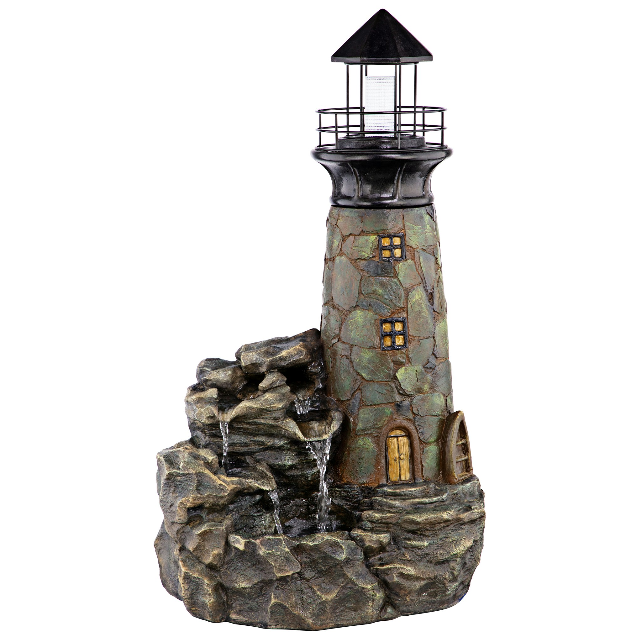 Toscano - Seaside Lighthouse LED Illuminated Cascading Garden Fountain