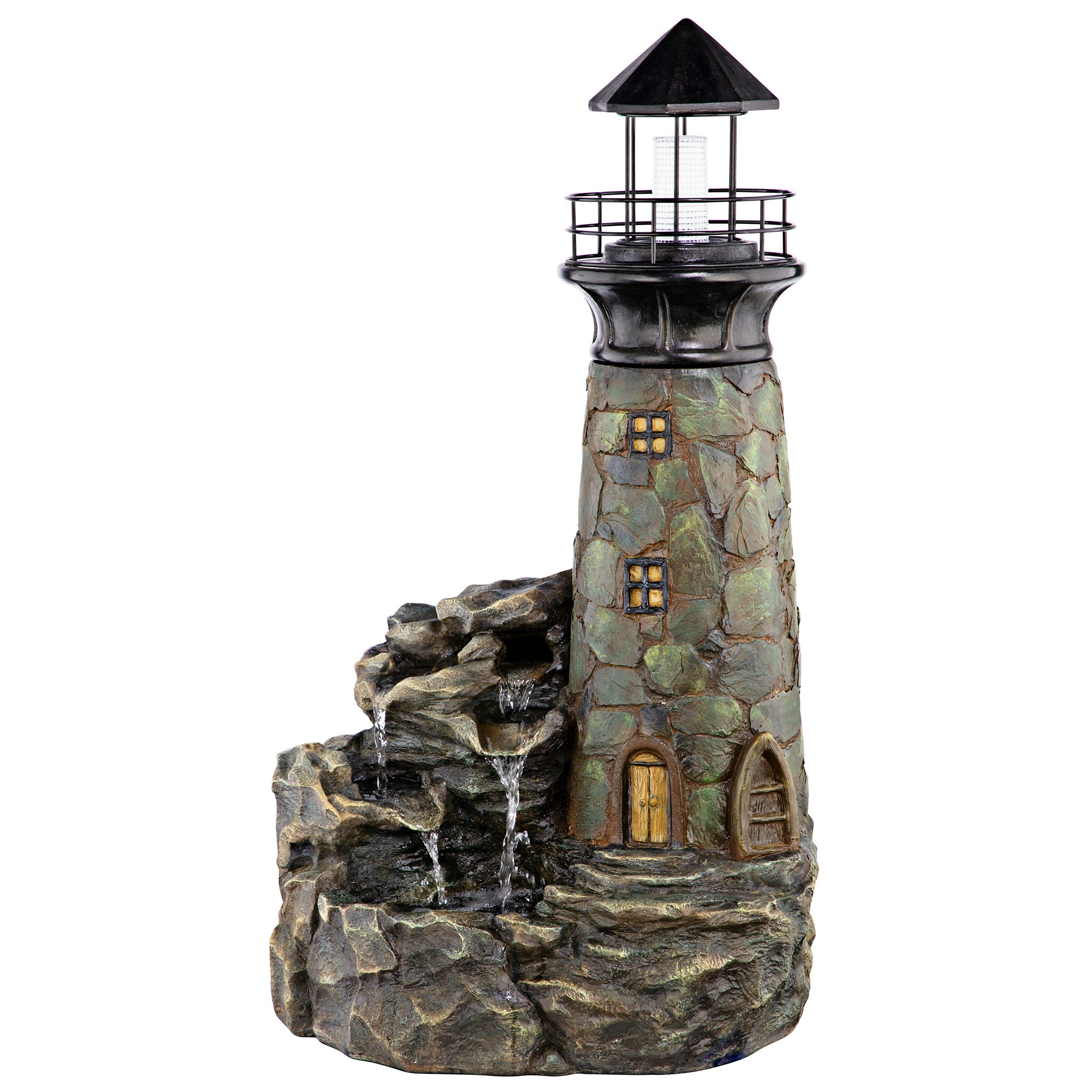 Toscano - Seaside Lighthouse LED Illuminated Cascading Garden Fountain