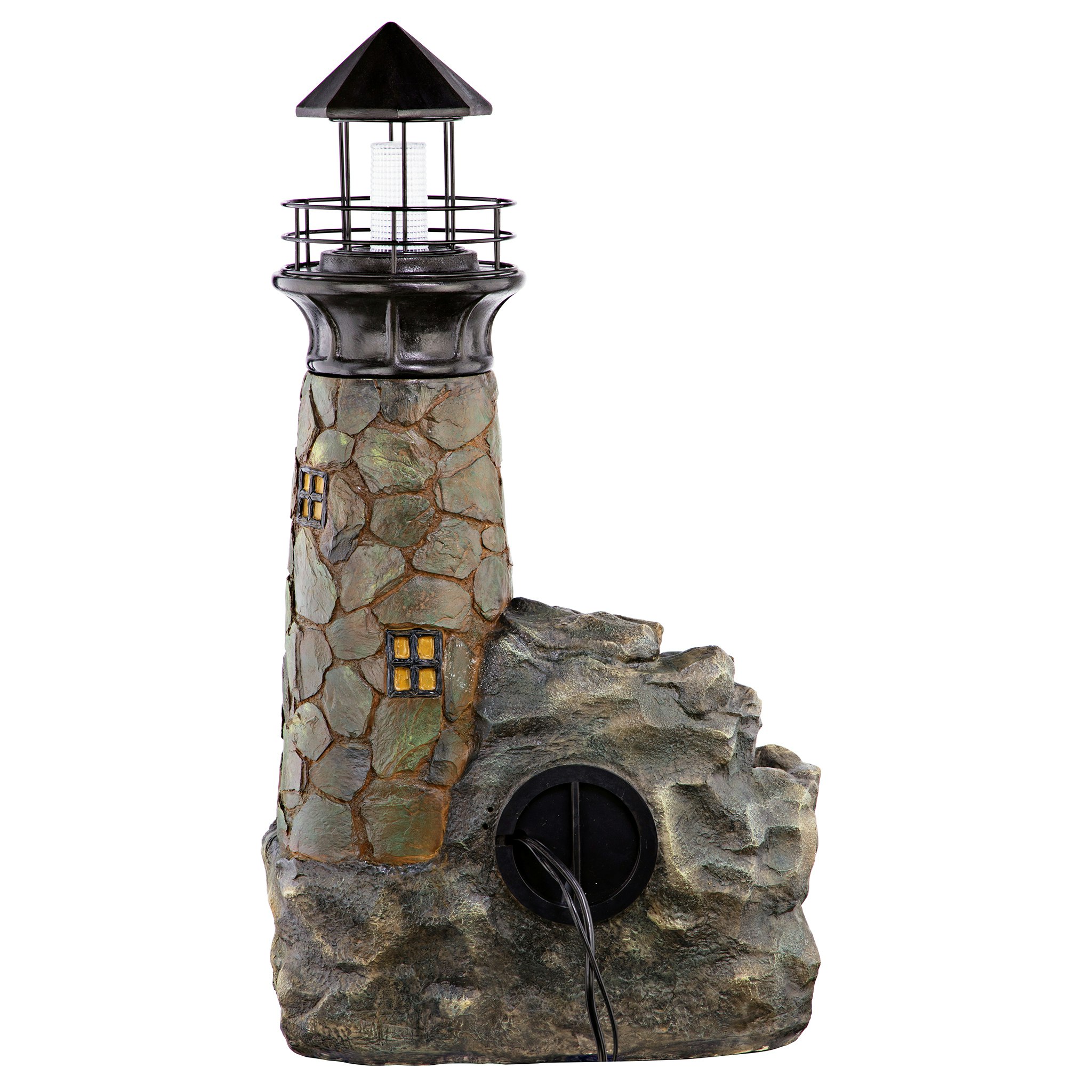 Toscano - Seaside Lighthouse LED Illuminated Cascading Garden Fountain