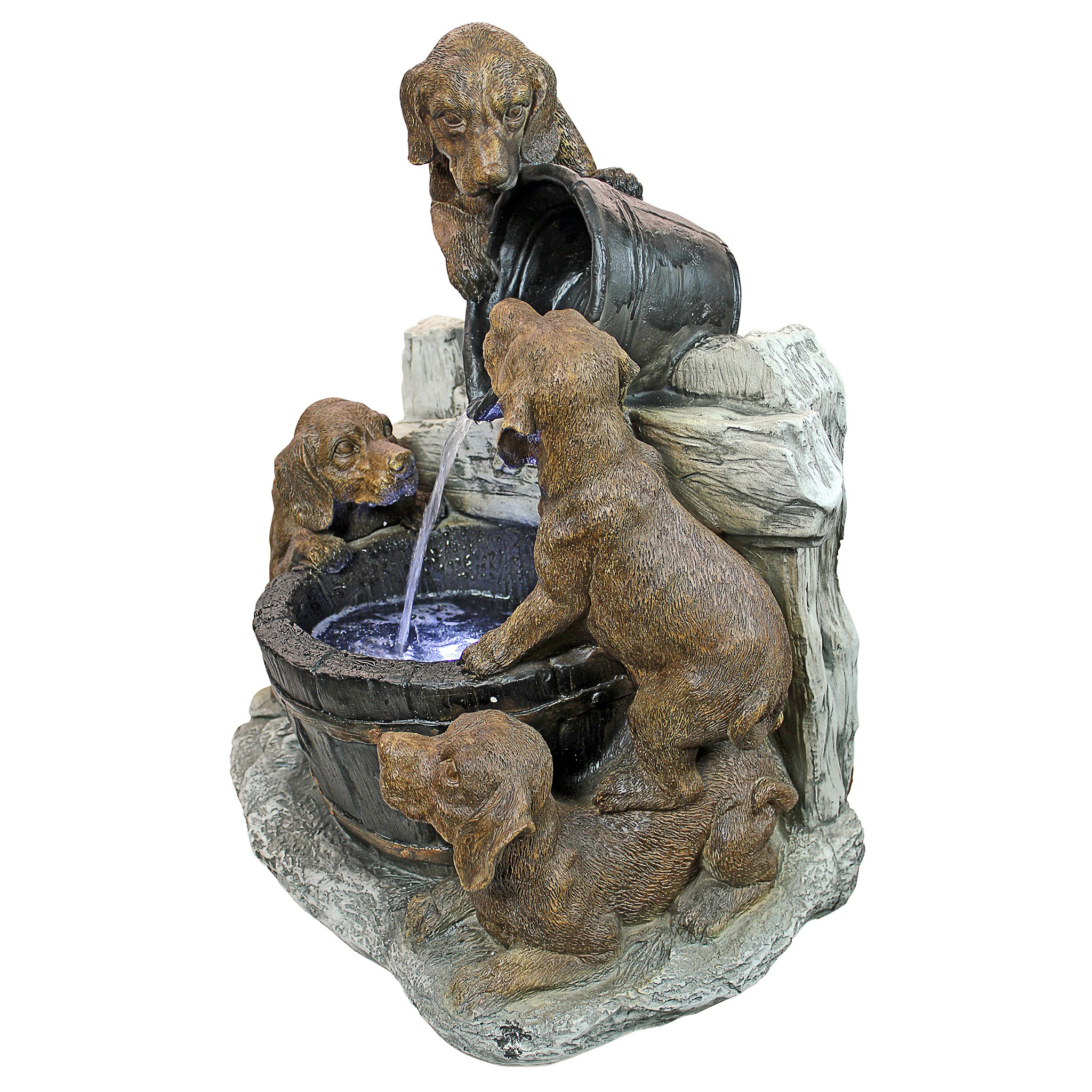 Toscano - Puppy Pail Pour Garden Fountain