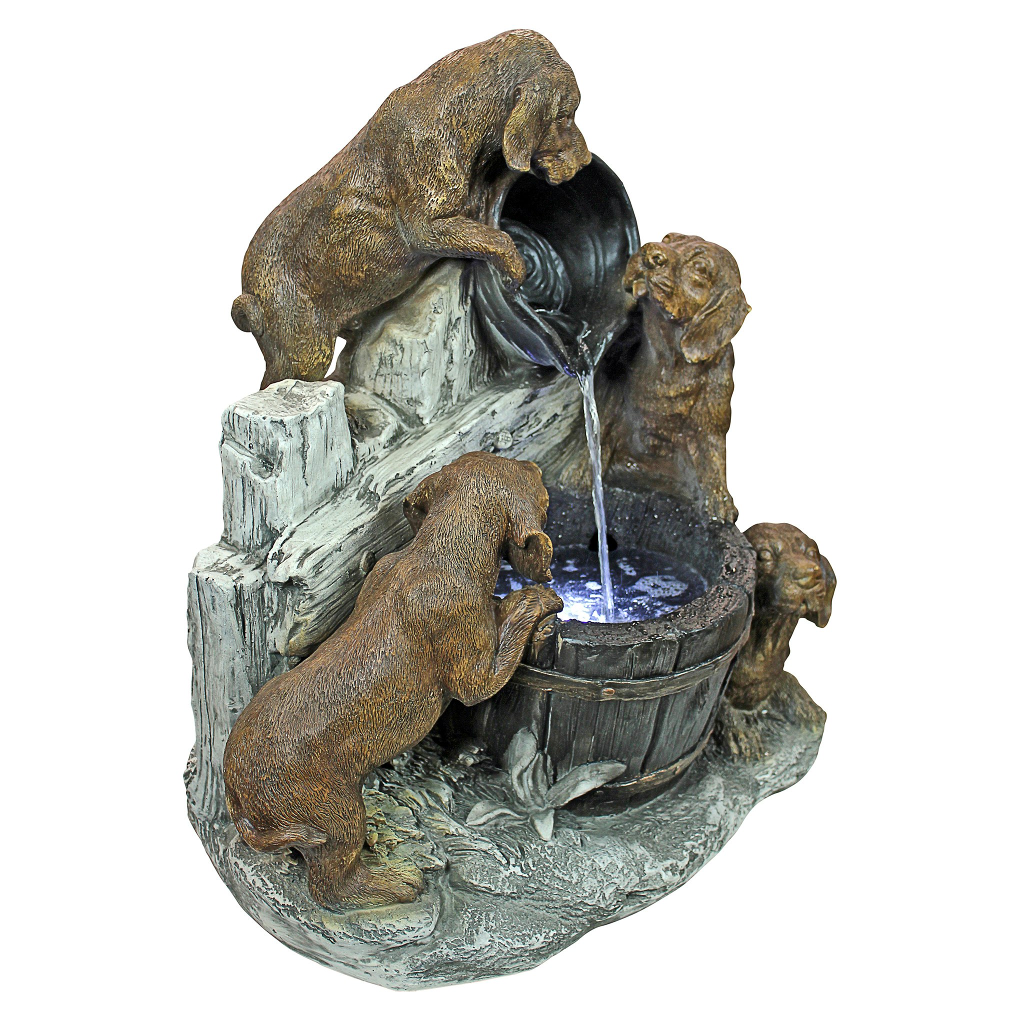 Toscano - Puppy Pail Pour Garden Fountain