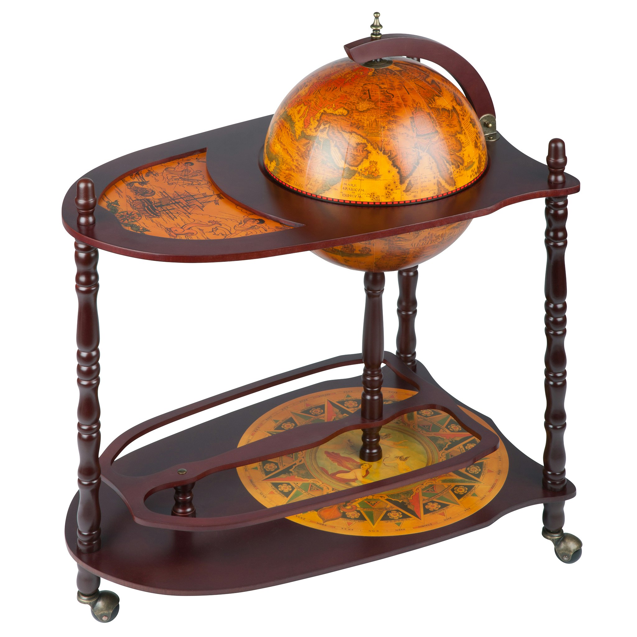 Toscano - Old World Extended Shelf Italian Replica Globe Bar Cart