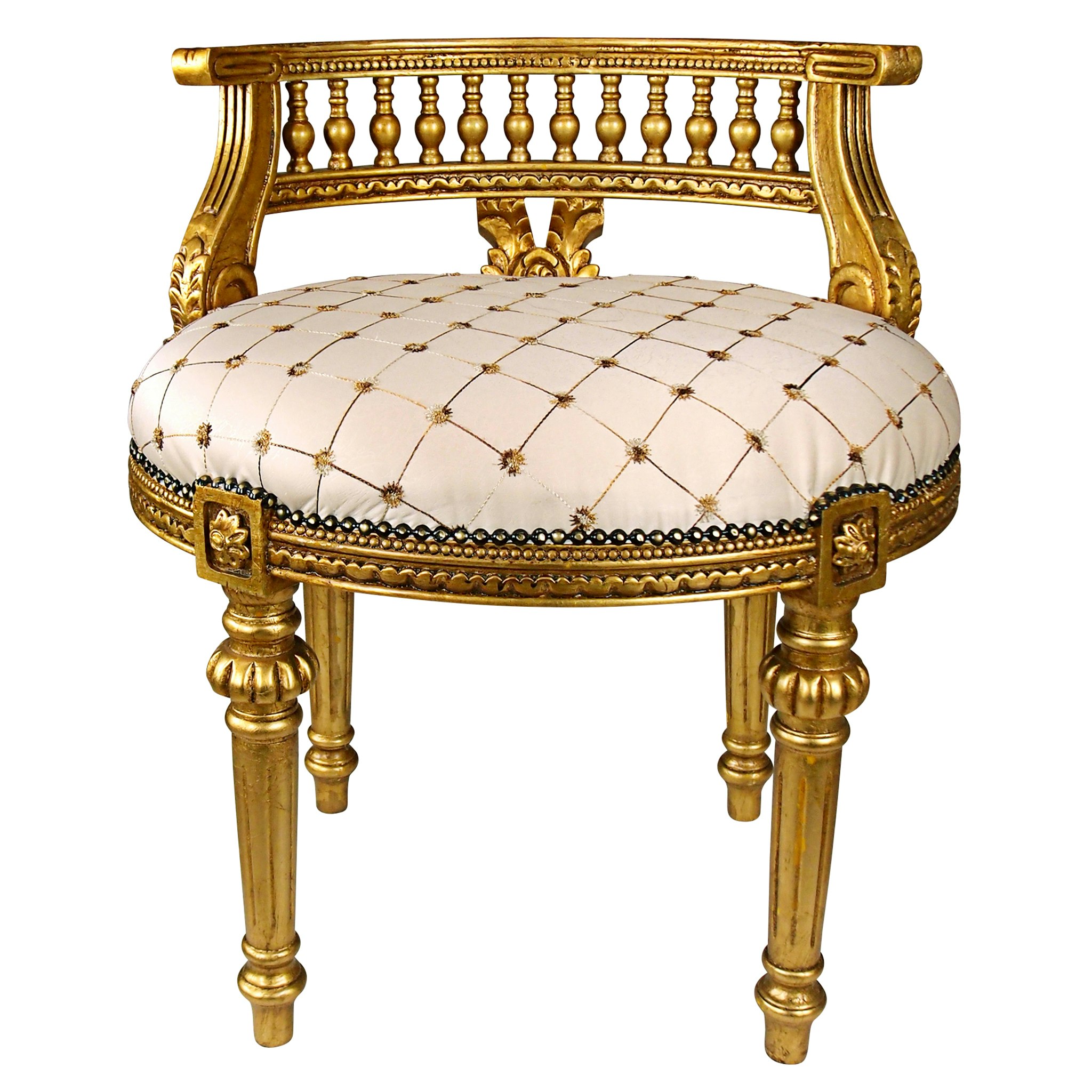 Toscano - French Mademoiselle Cezanne Slipper Chair in Gold Leaf, Faux Leather