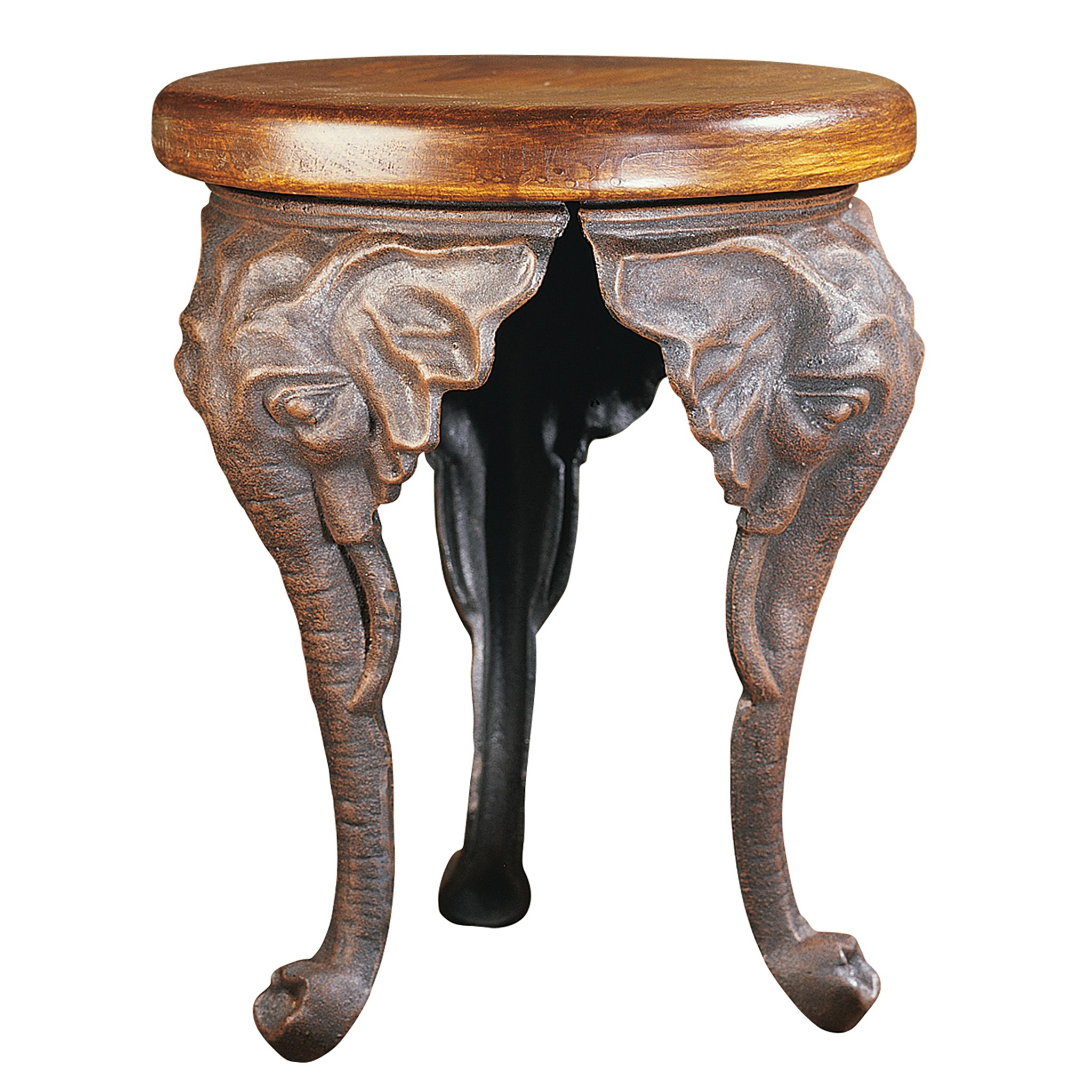 Toscano - Three Elephants of Timbe Sculptural Footstool in Rust, Cast Iron