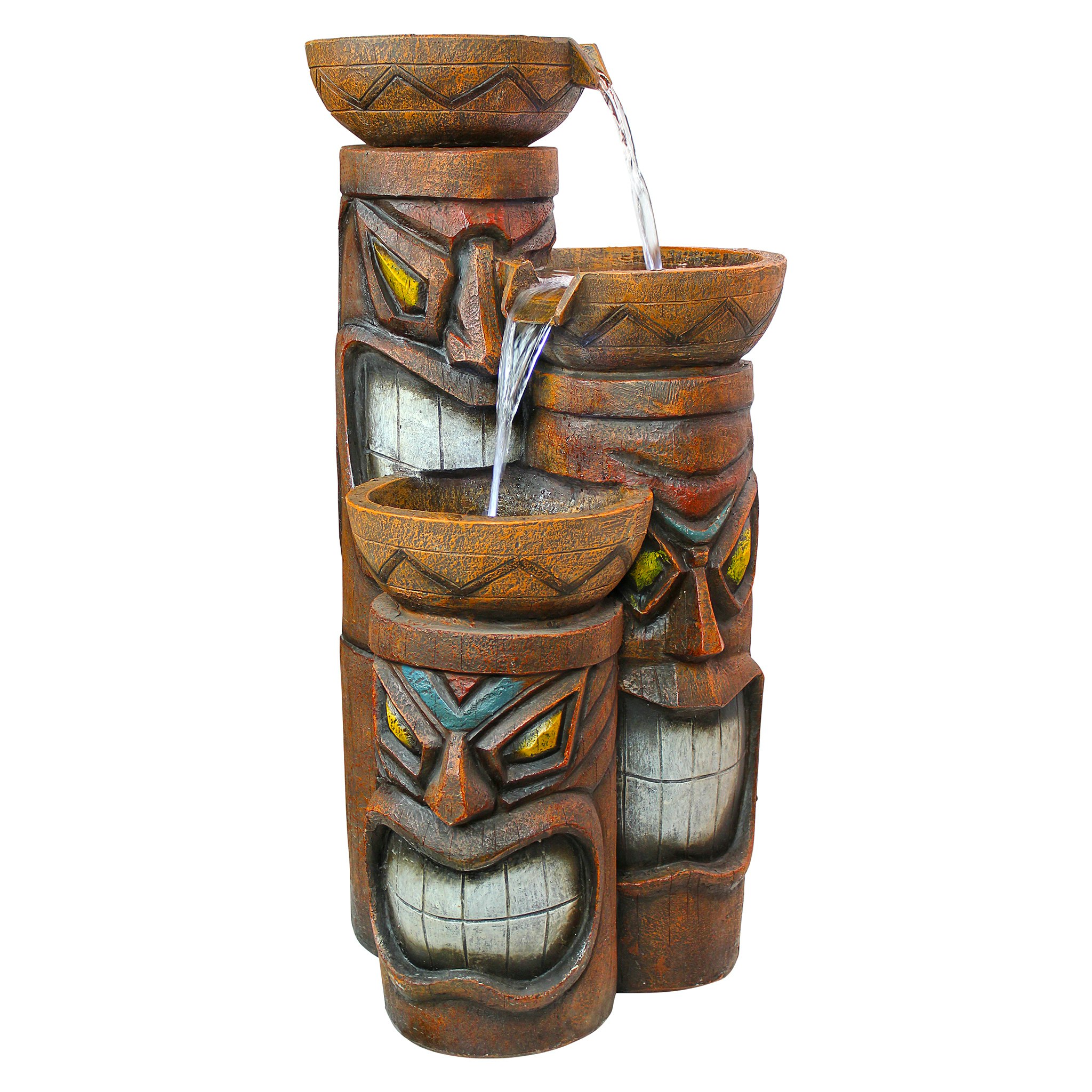 Toscano - Cascading Aloha Tiki Three-Bowl Garden Fountain