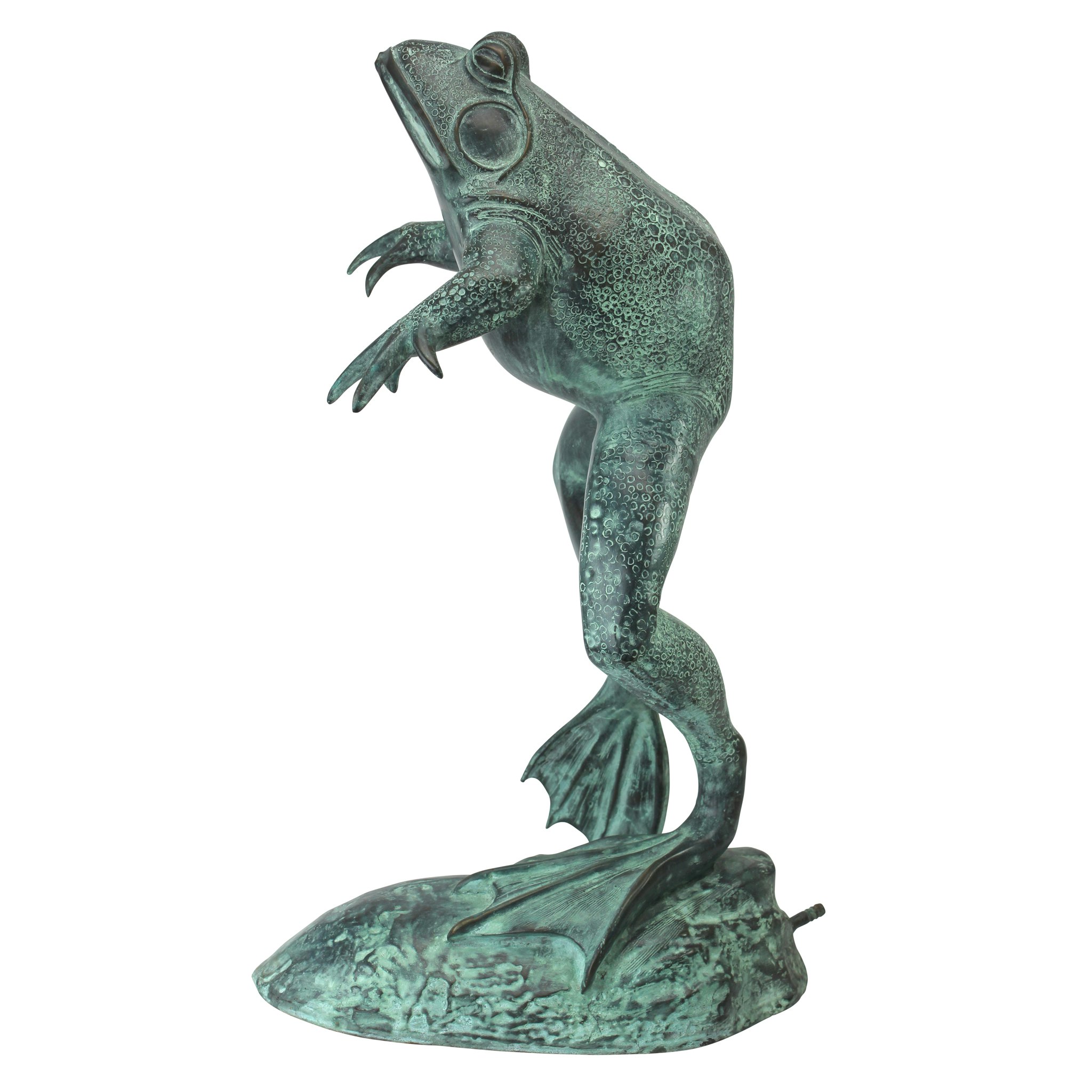 Toscano LeapingSpitting Frog Garden Statue - Green Verdigris