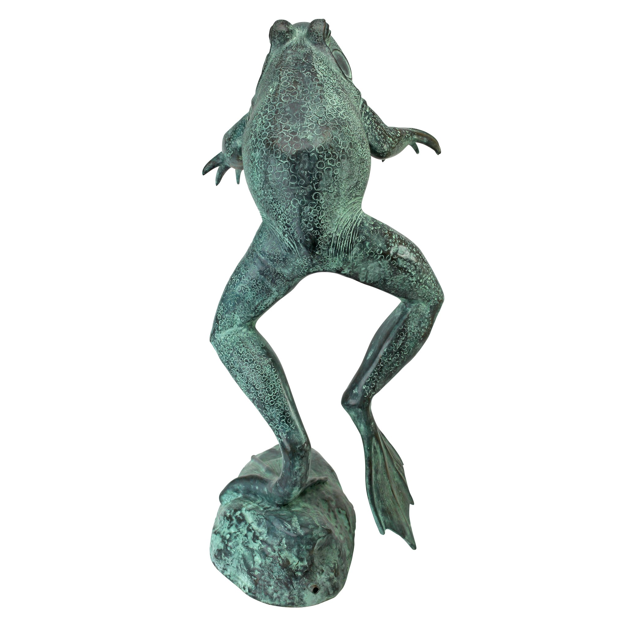 Toscano LeapingSpitting Frog Garden Statue - Green Verdigris