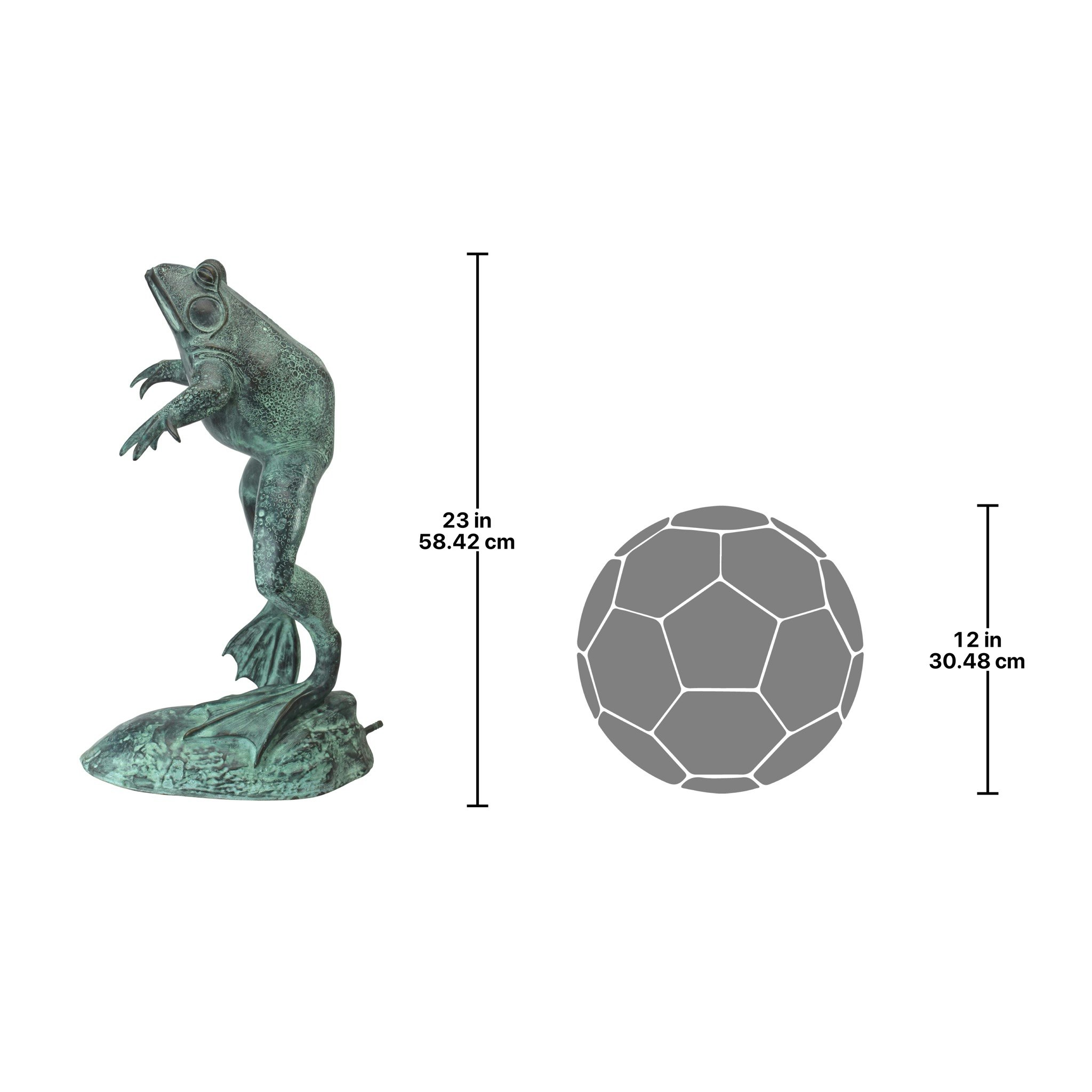 Toscano LeapingSpitting Frog Garden Statue - Green Verdigris