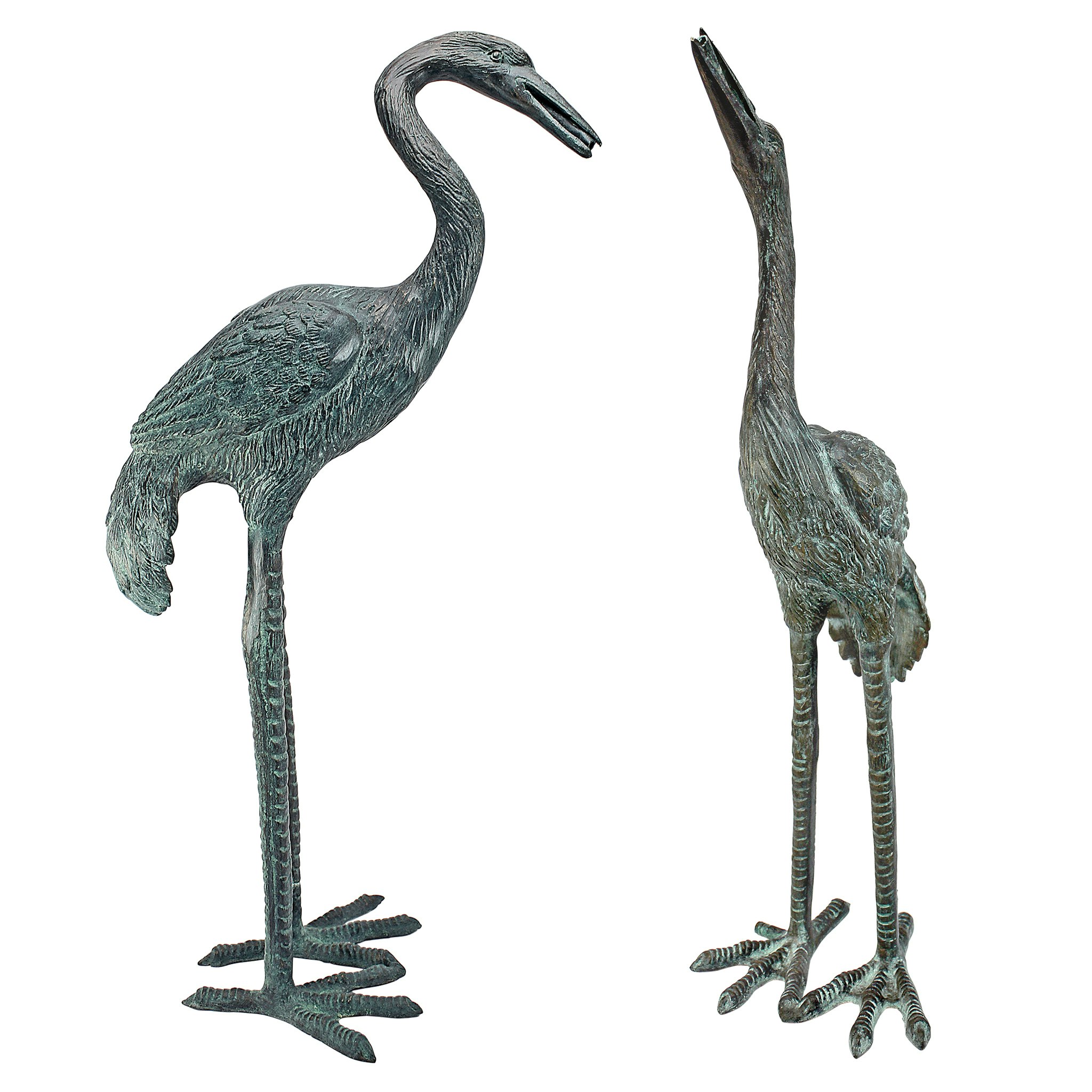 Toscano - Set of 2 Small Crane Piped Garden Statues