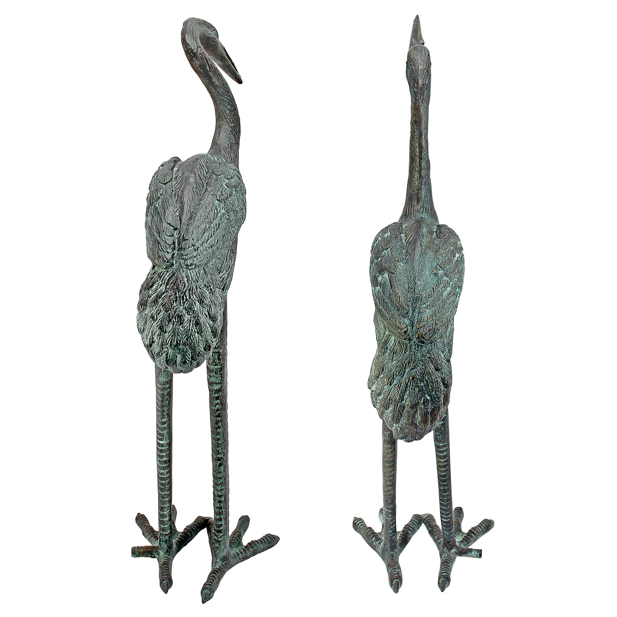 Toscano - Set of 2 Small Crane Piped Garden Statues