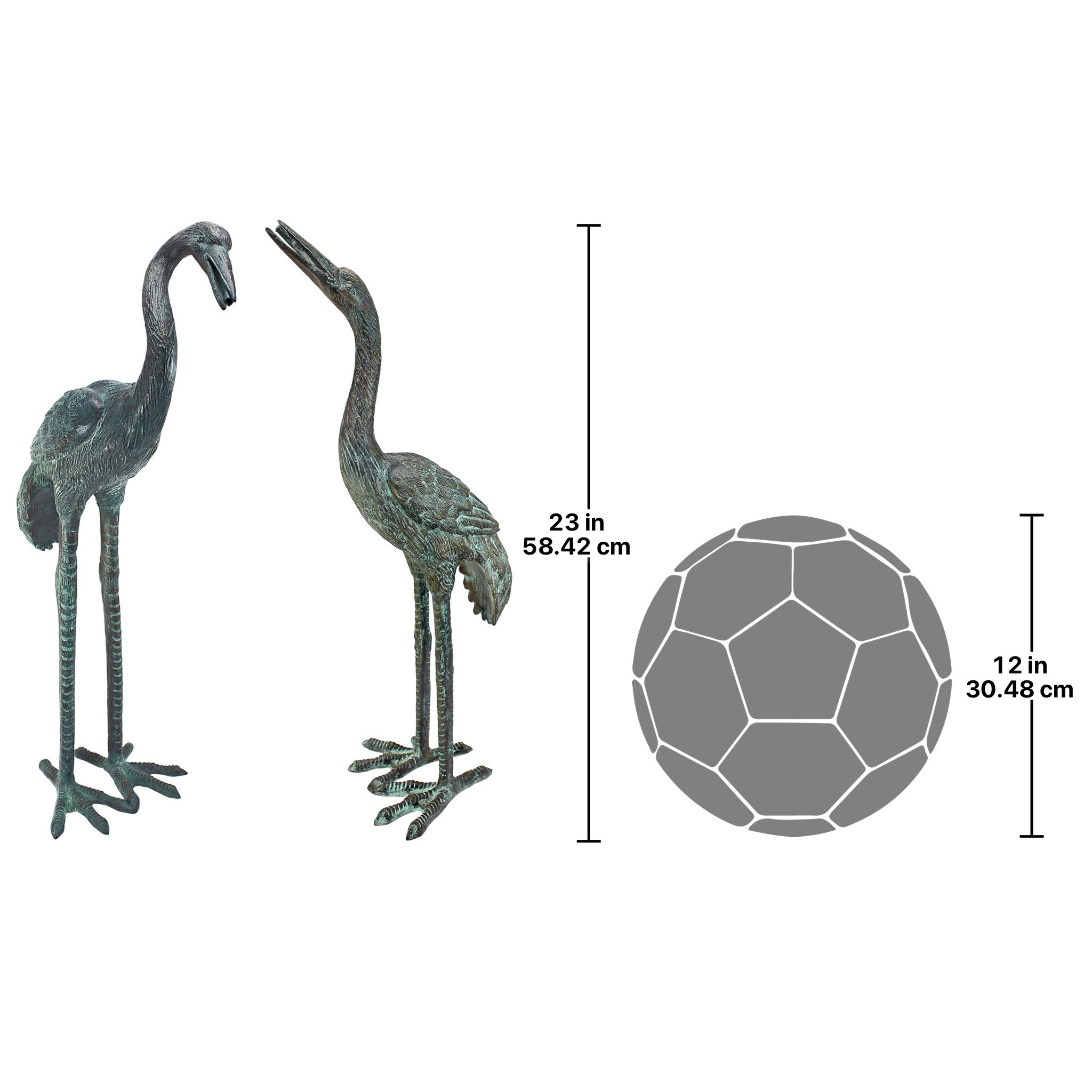 Toscano - Set of 2 Small Crane Piped Garden Statues