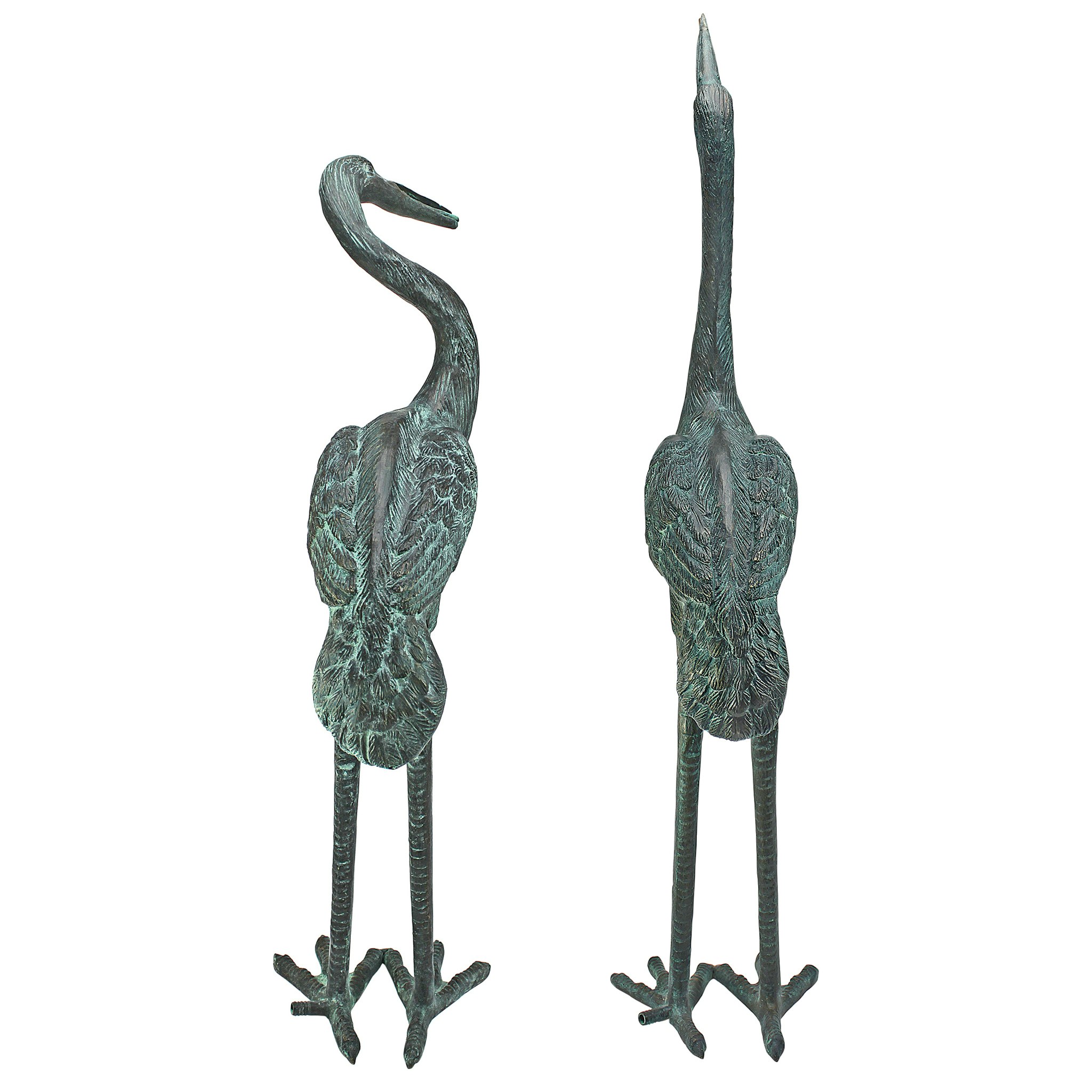 Toscano - Set of 2 Medium Crane Piped Garden Statues