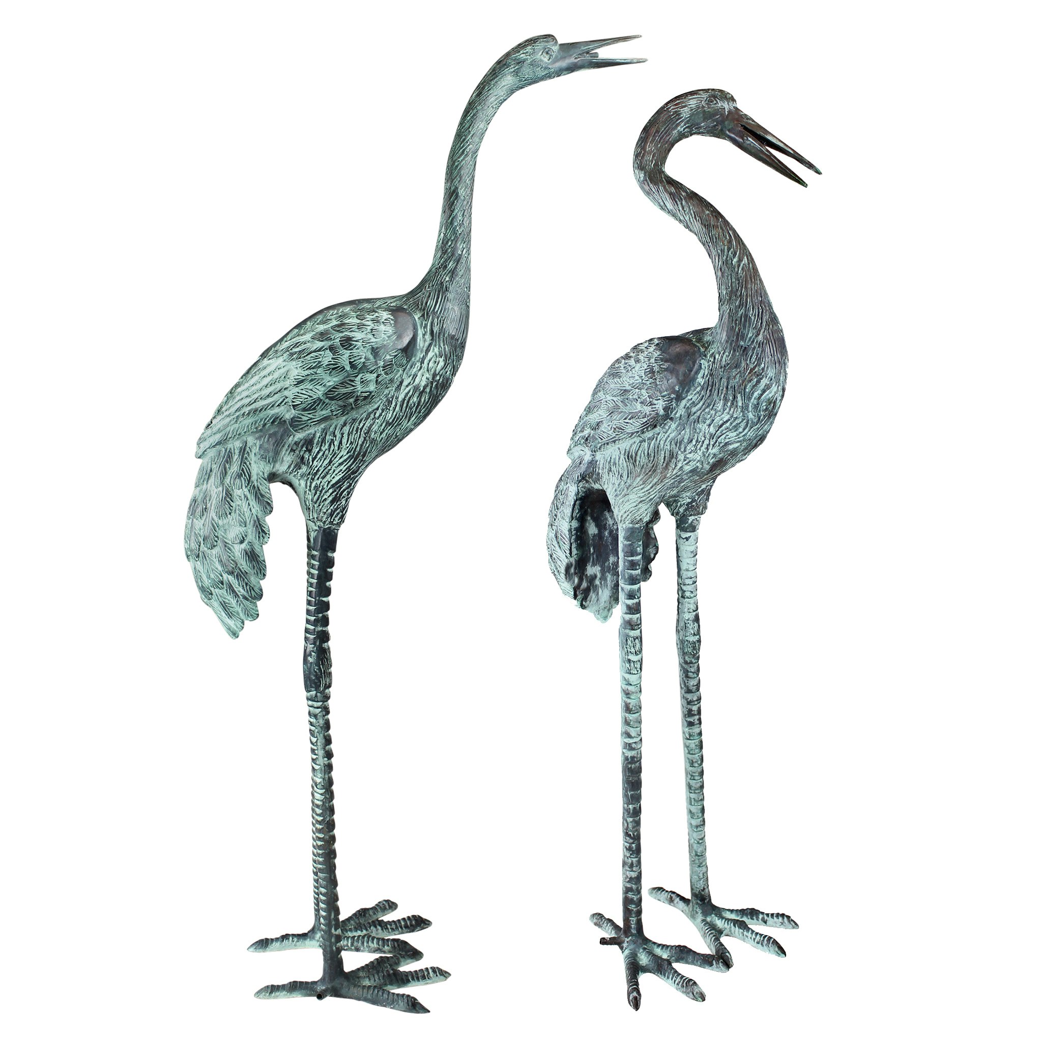 Toscano - Set of 2 Large Crane Piped Garden Statues