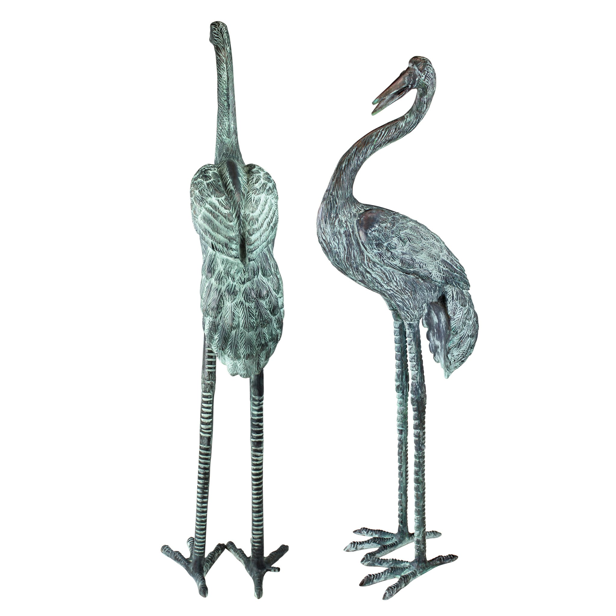 Toscano - Set of 2 Large Crane Piped Garden Statues