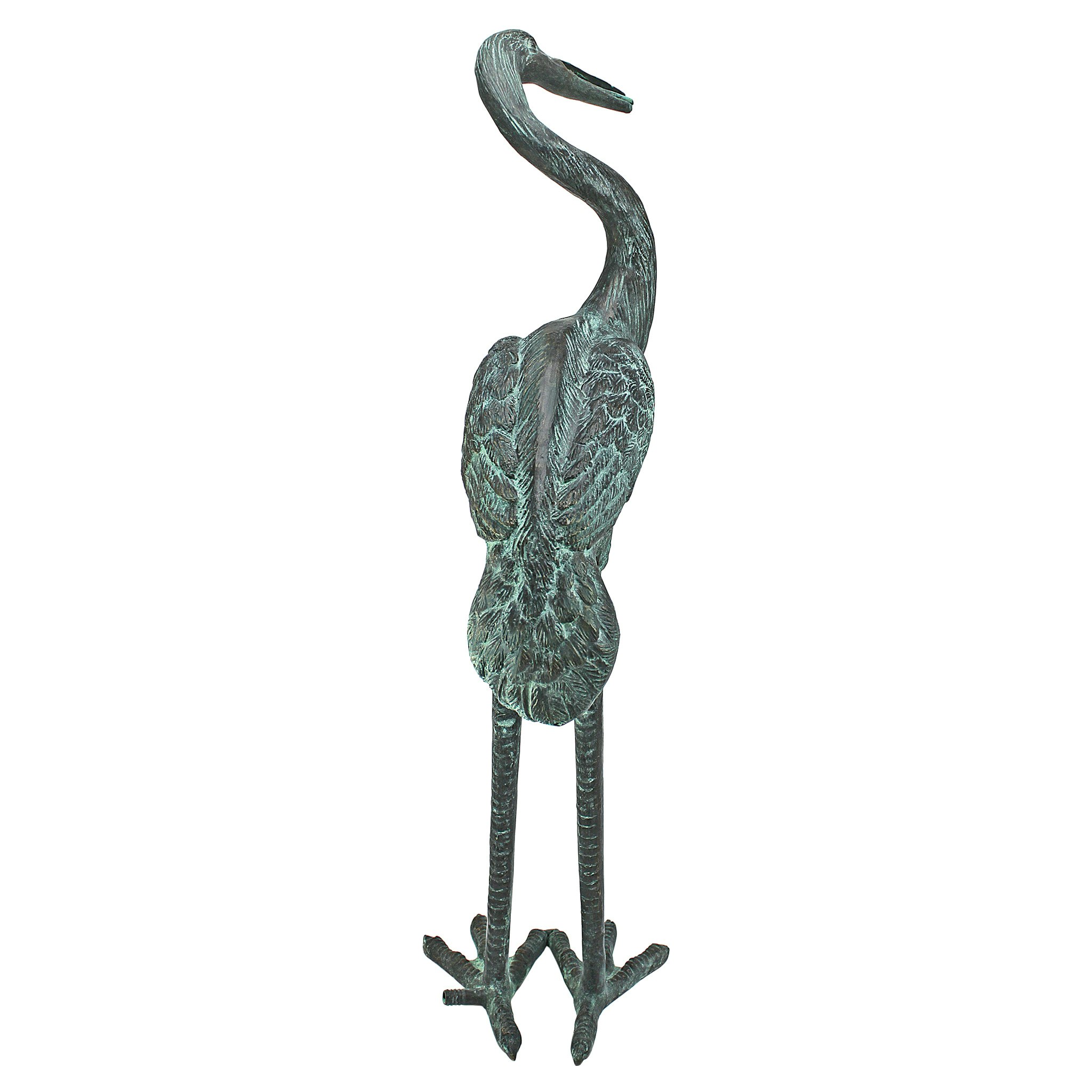 Toscano Crane Piped Medium Garden Statue - Curved Neck